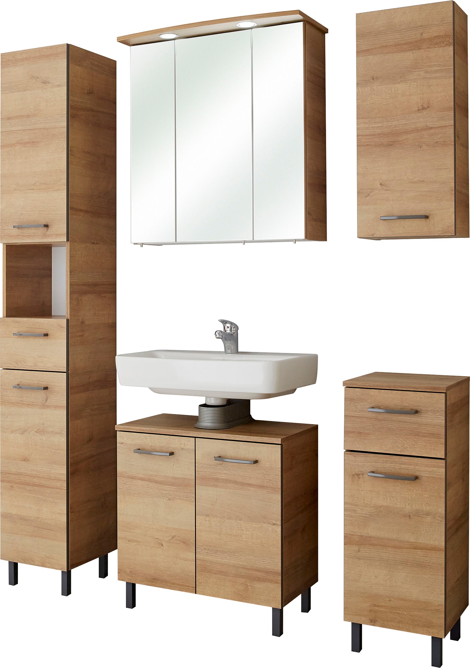 Saphir Waschbeckenunterschrank »Quickset 919 Unterbeckenschrank, Riviera Eiche quer Nachbildung«, Waschbeckenschrank inkl. Türdämpfer, 60 cm breit, ohne Waschbecken