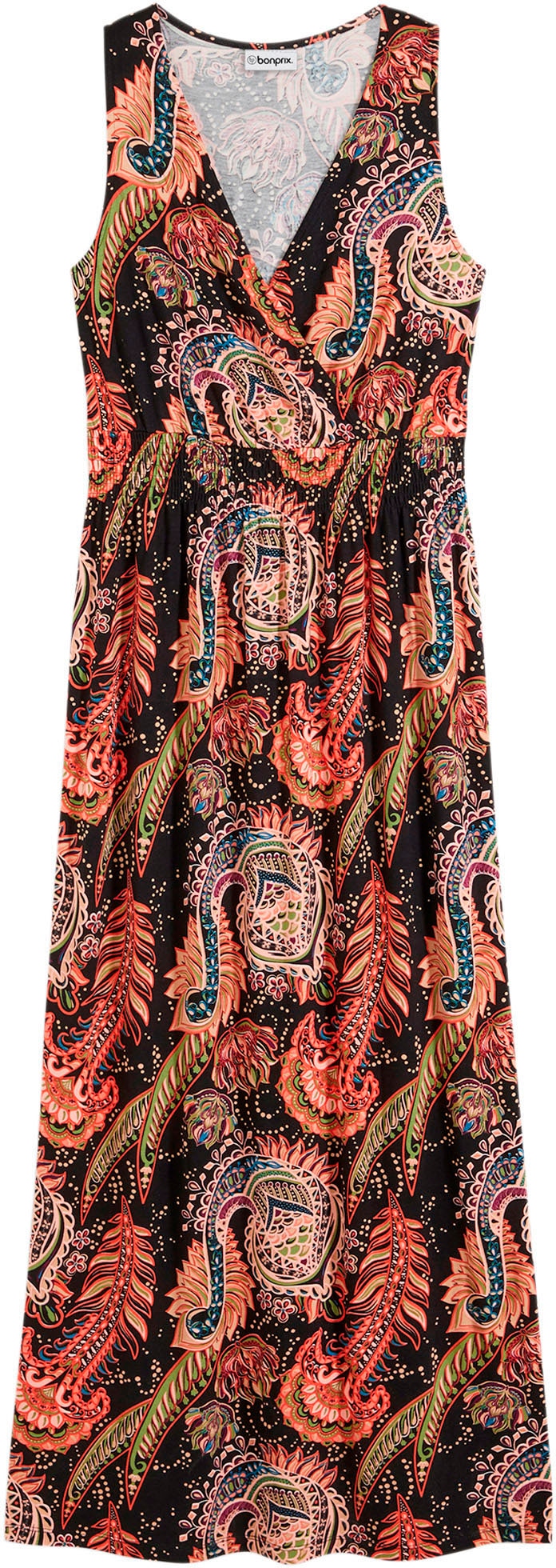 bonprix Maxikleid aus Viskose und Elasthan, ausgestellte Passform, ärmellos