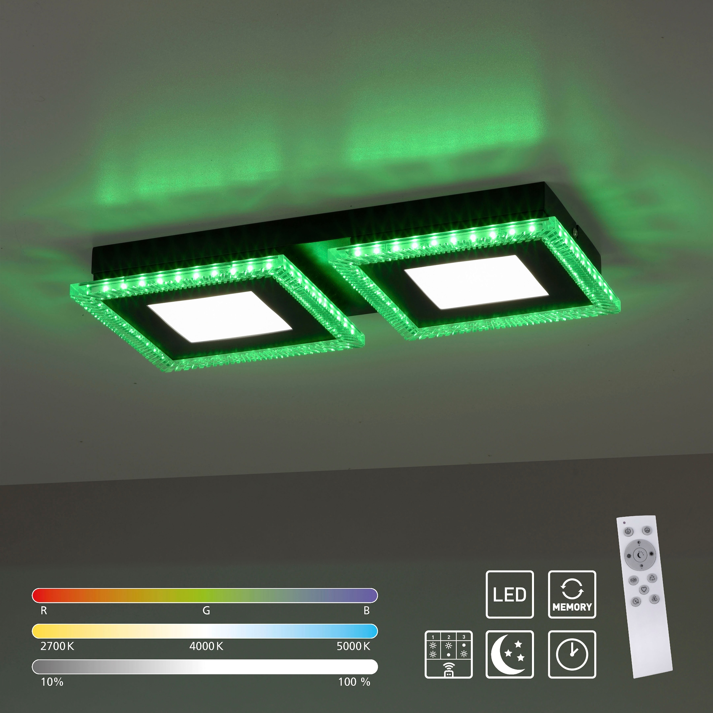 JUST LIGHT LED Deckenleuchte »ACRI«, 2 flammig, Leuchtmittel LED-Board-LED-Board | LED fest integriert-LED fest integriert