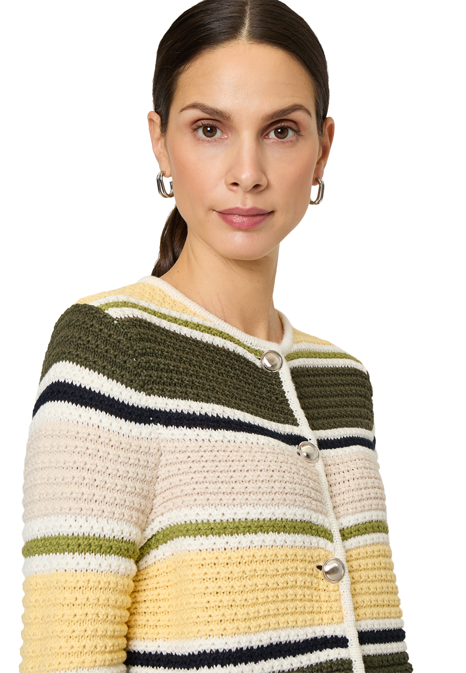 Zero Strickjacke »Strickjacke gestreift mit Knopfleiste«