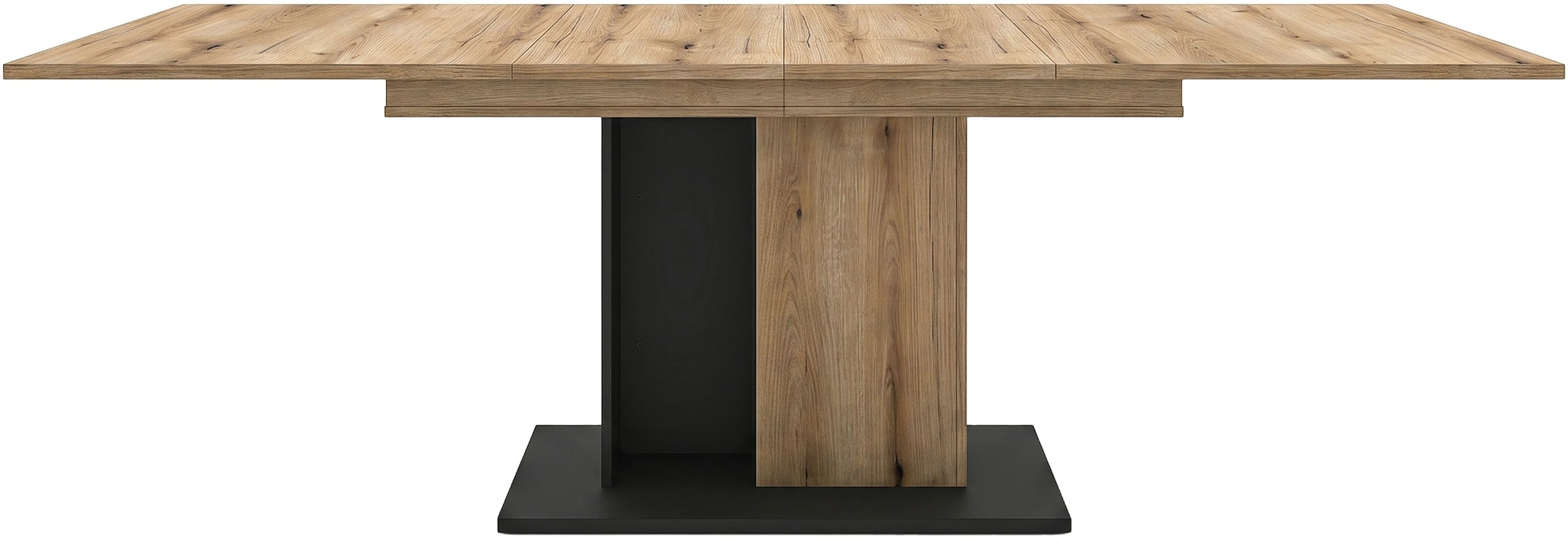 OTTO home Esstisch »MONOLITH, ausziehbar 150 -230 cm, inklusive 2x 40 cm Einlegeplatte« Doppelsäulen-Gestell mit Bodenplatte, Tisch, Küchentisch, Esszimmer