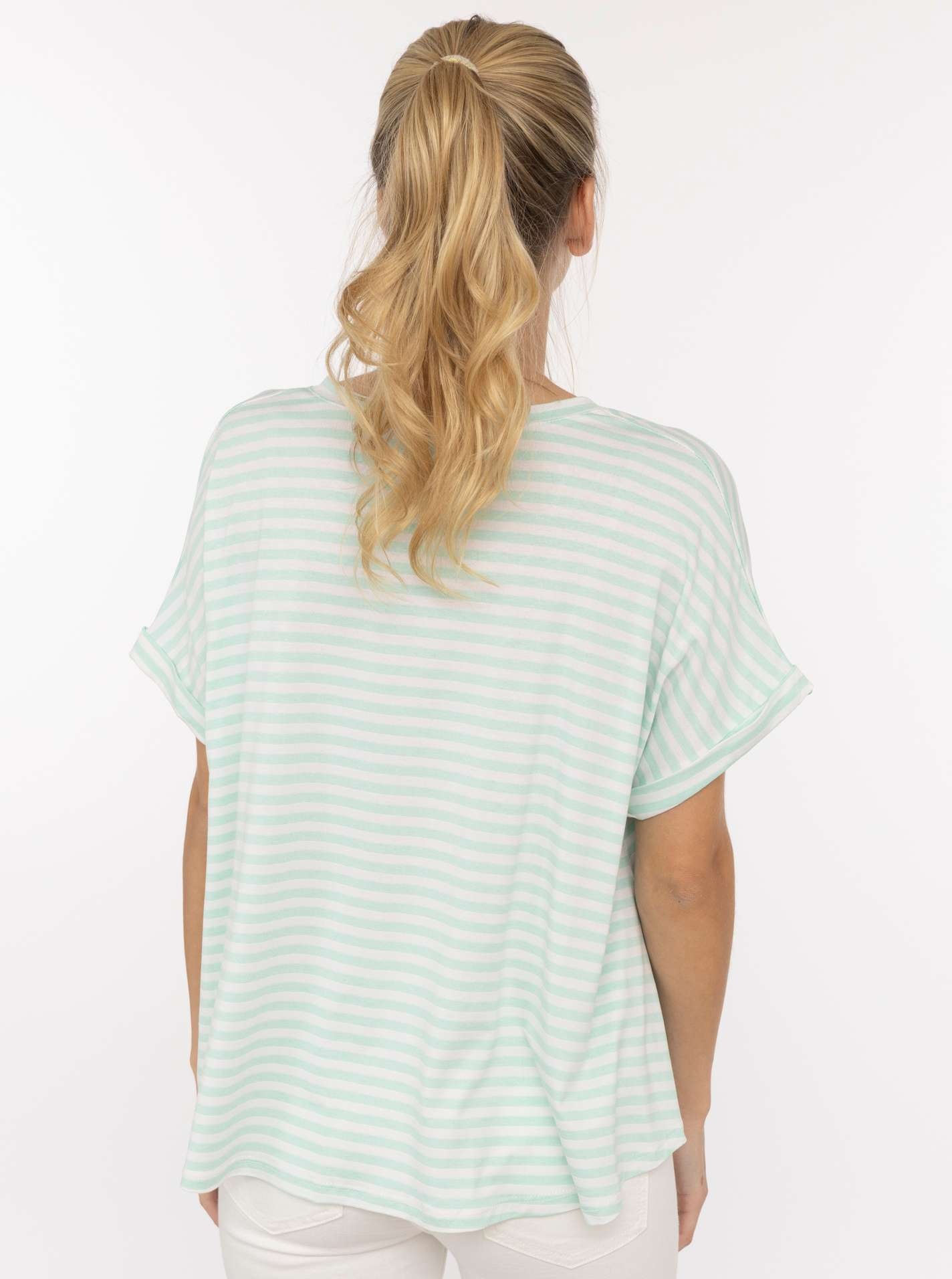Zwillingsherz T-Shirt »"Maritime Streifen"« One Size, Kurzarm, V-Ausschnitt, gestreift, Loose Fit