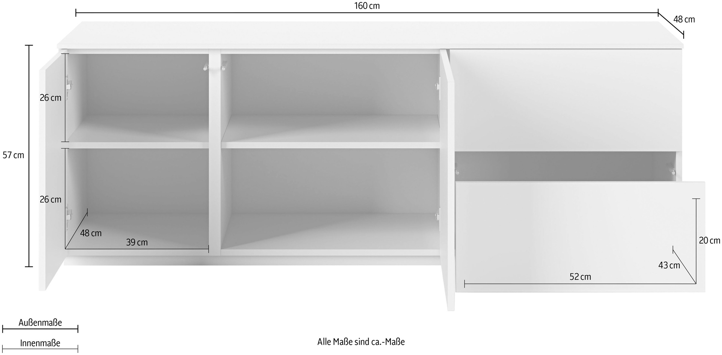 TemaHome Lowboard »Join«, Kommode mit viel Stauraum 160x57 cm