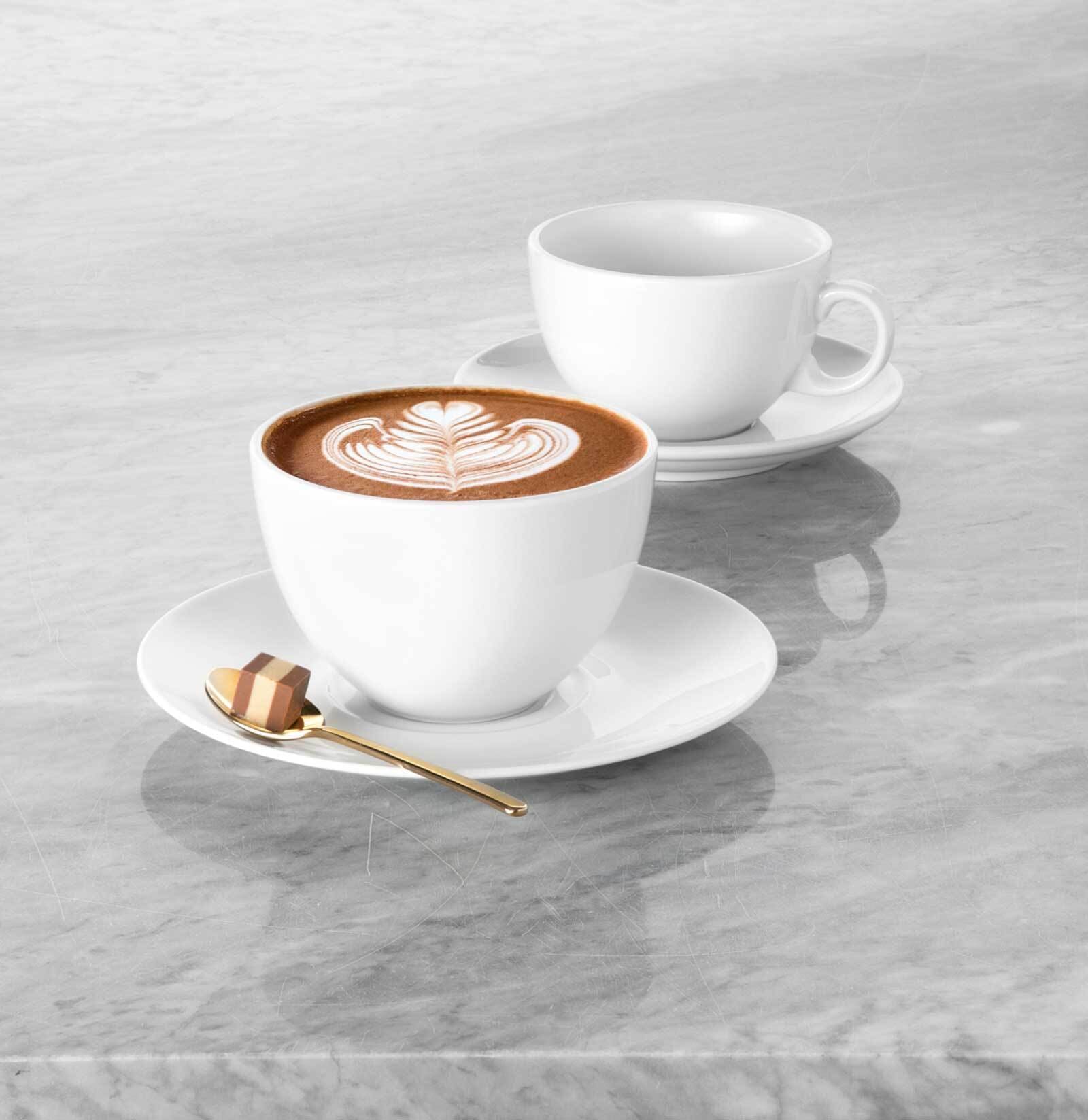 Seltmann Weiden Tasse »Milchkaffeetassen mit Untertassen VIP. 370 ml 6er Set weiß« Spülmaschinenfest, Mikrowellensicher, Ofenfest