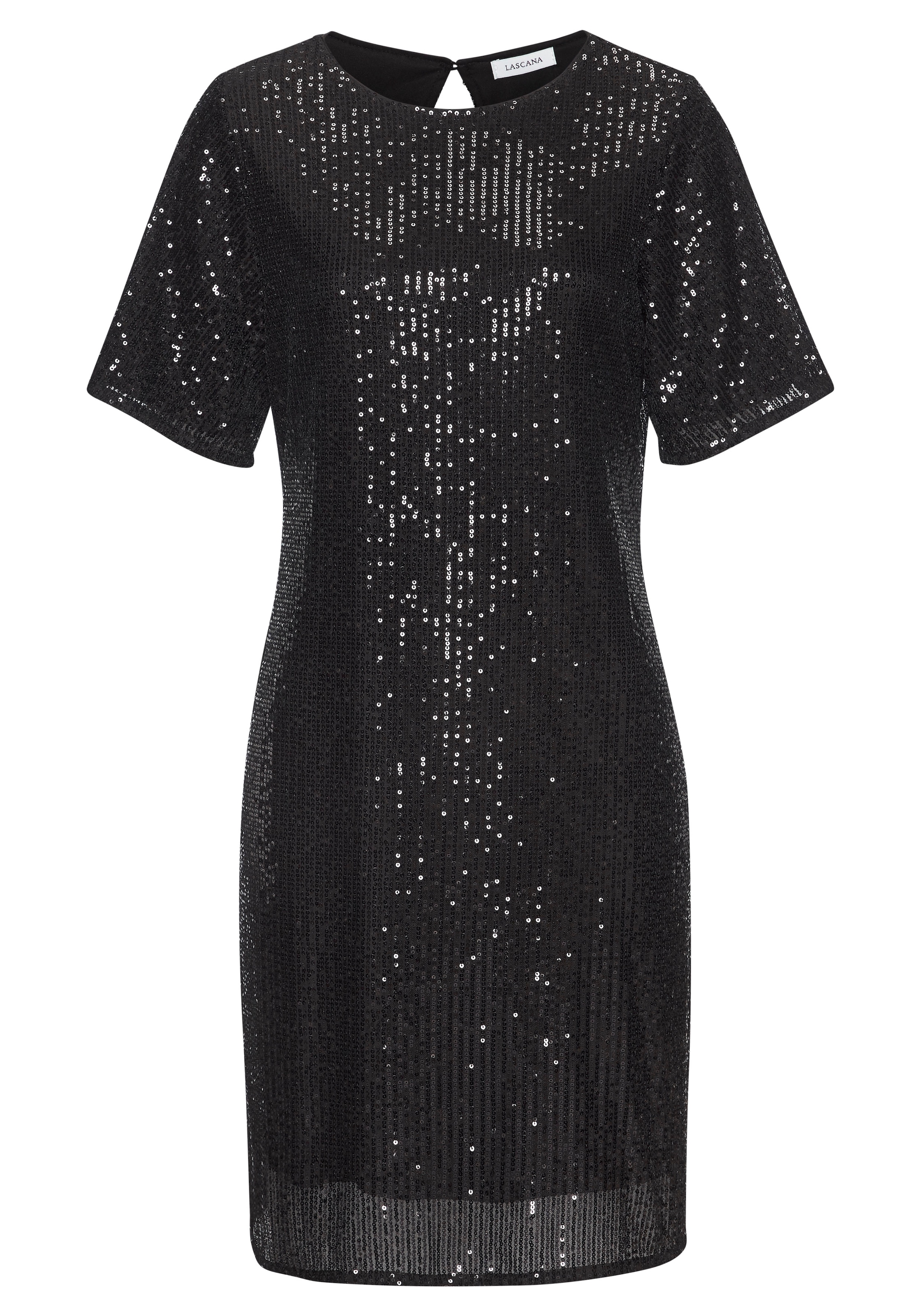 LASCANA Paillettenkleid, festlich, Glitzerkleid mit kurzen Ärmeln