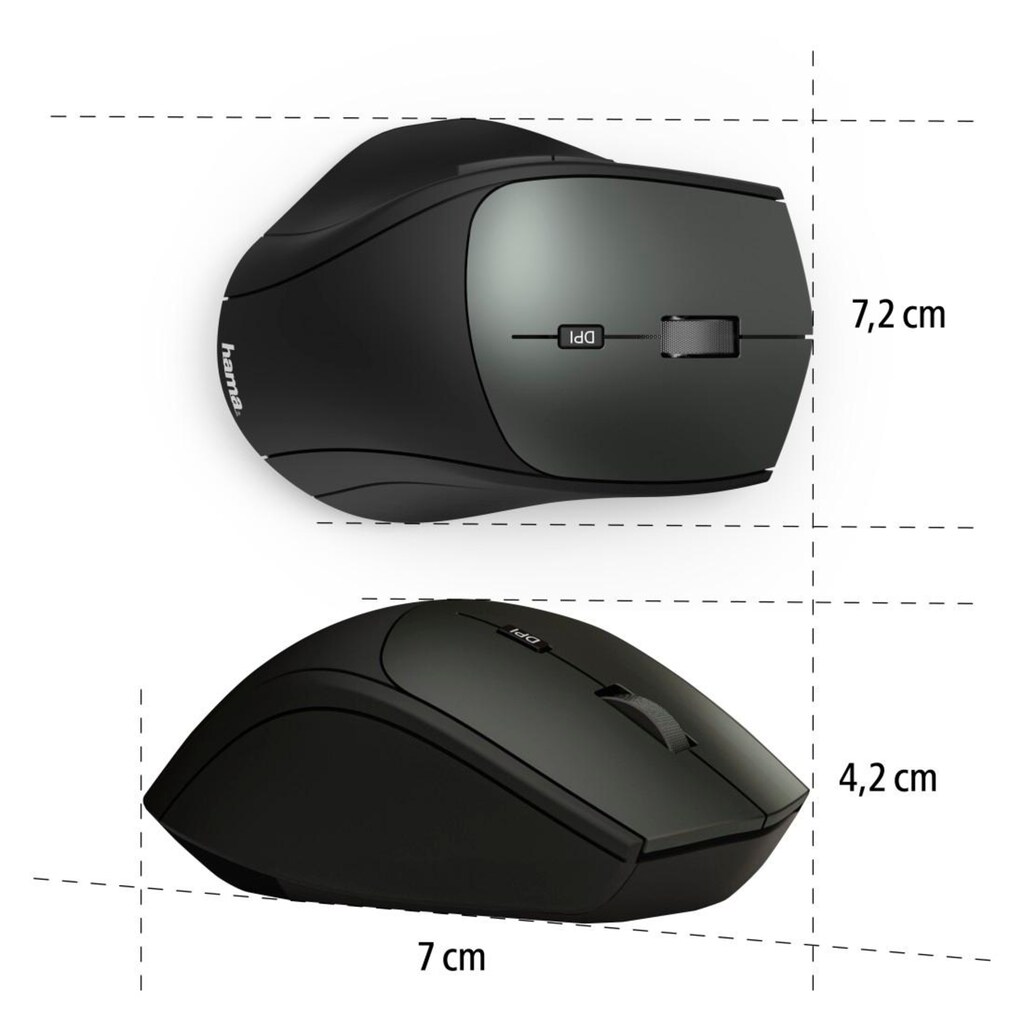 Hama Maus »Optische 6-Tasten-Funkmaus "MW-600", Dual-Modus Mit USB-C/USB-A«