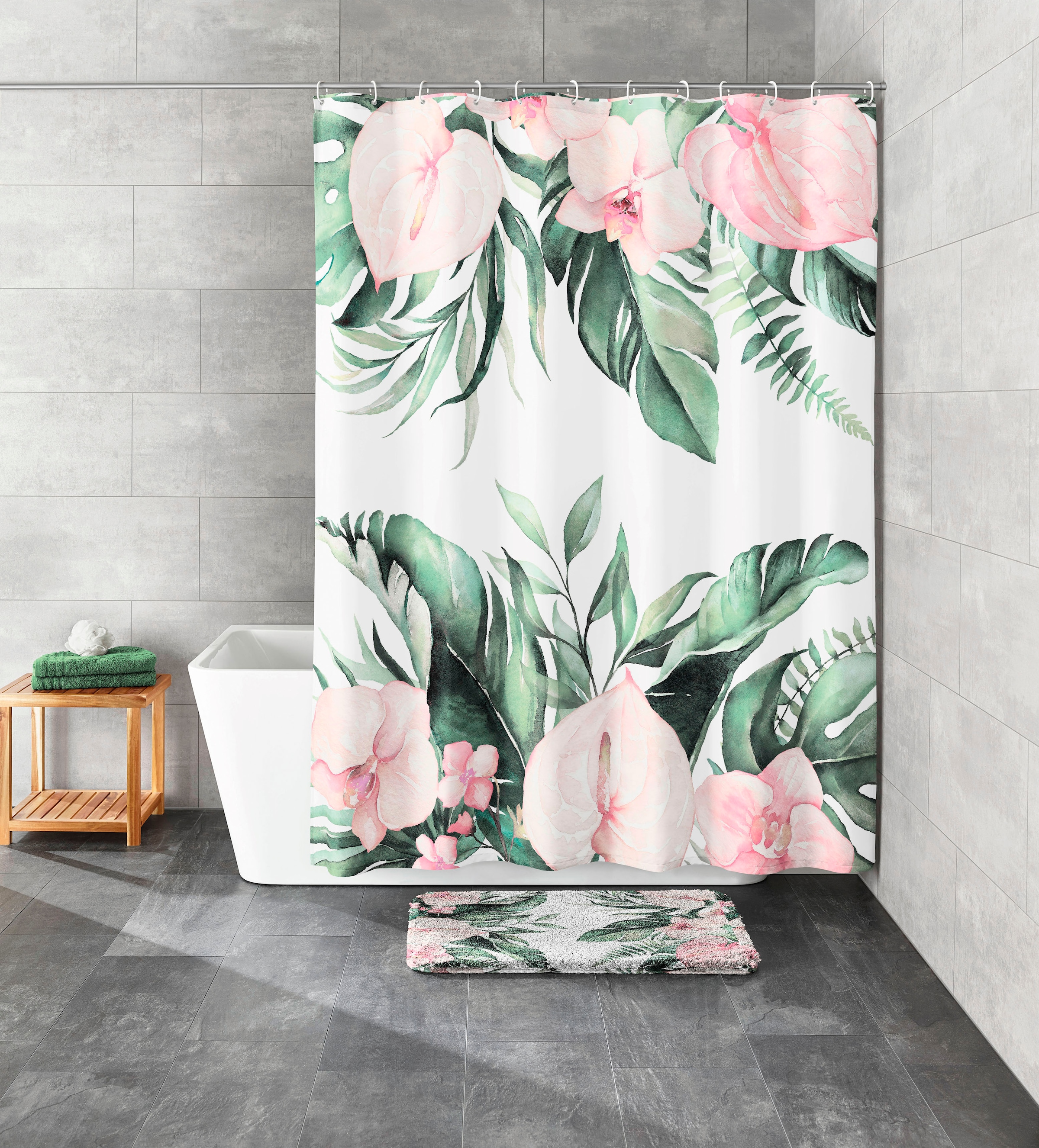 Kleine Wolke Duschvorhang »Garden«, mit beschwertem Saum und Vorhangringen