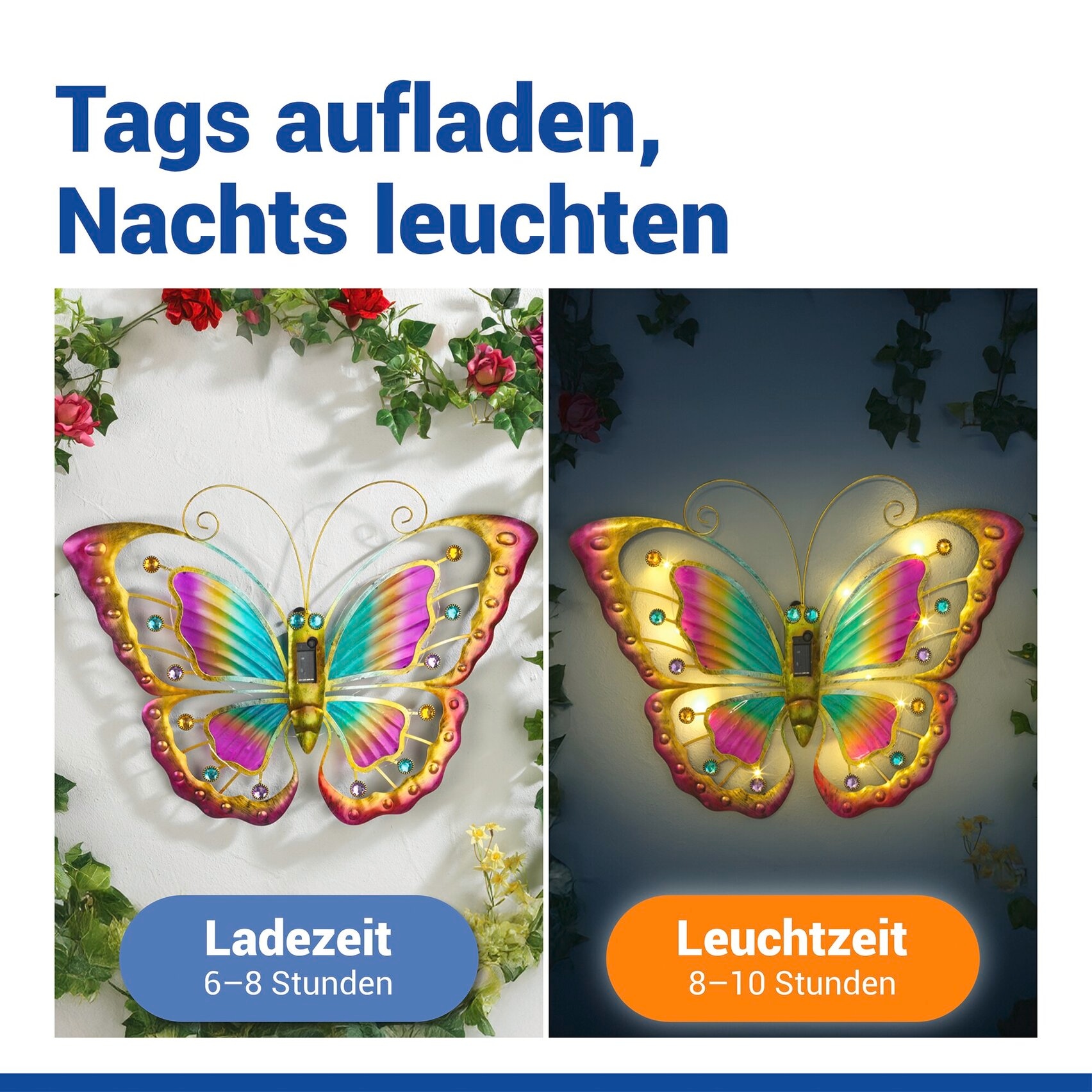 Maximex LED Gartenleuchte »Modell Schmetterling« Warmweiß solarbetriebene Gartendekoration, leuchtet bis zu 10 Stunden