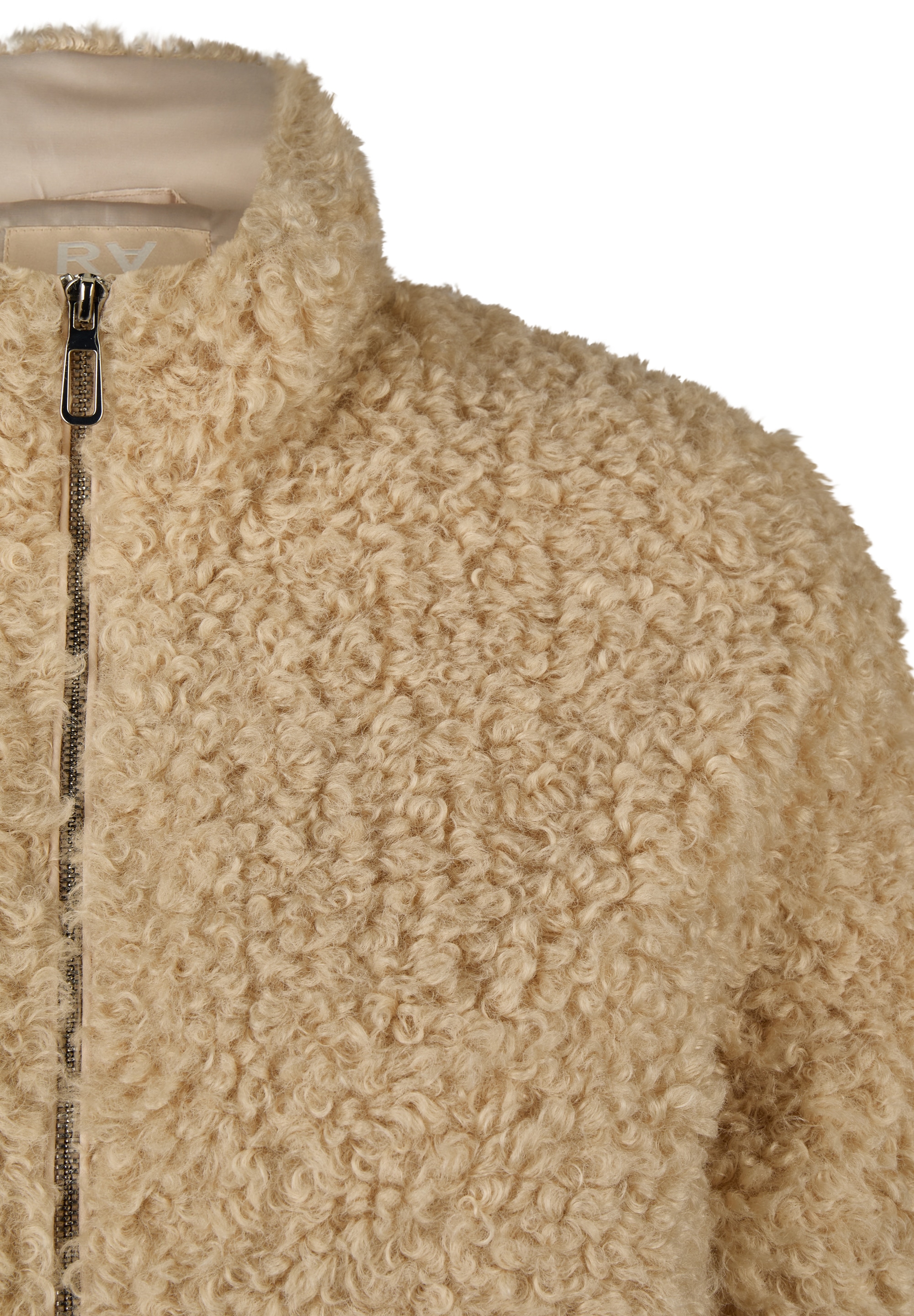 Rabe Fellimitatjacke ohne Kapuze im Teddyplüsch-Look und mit Stehkragen
