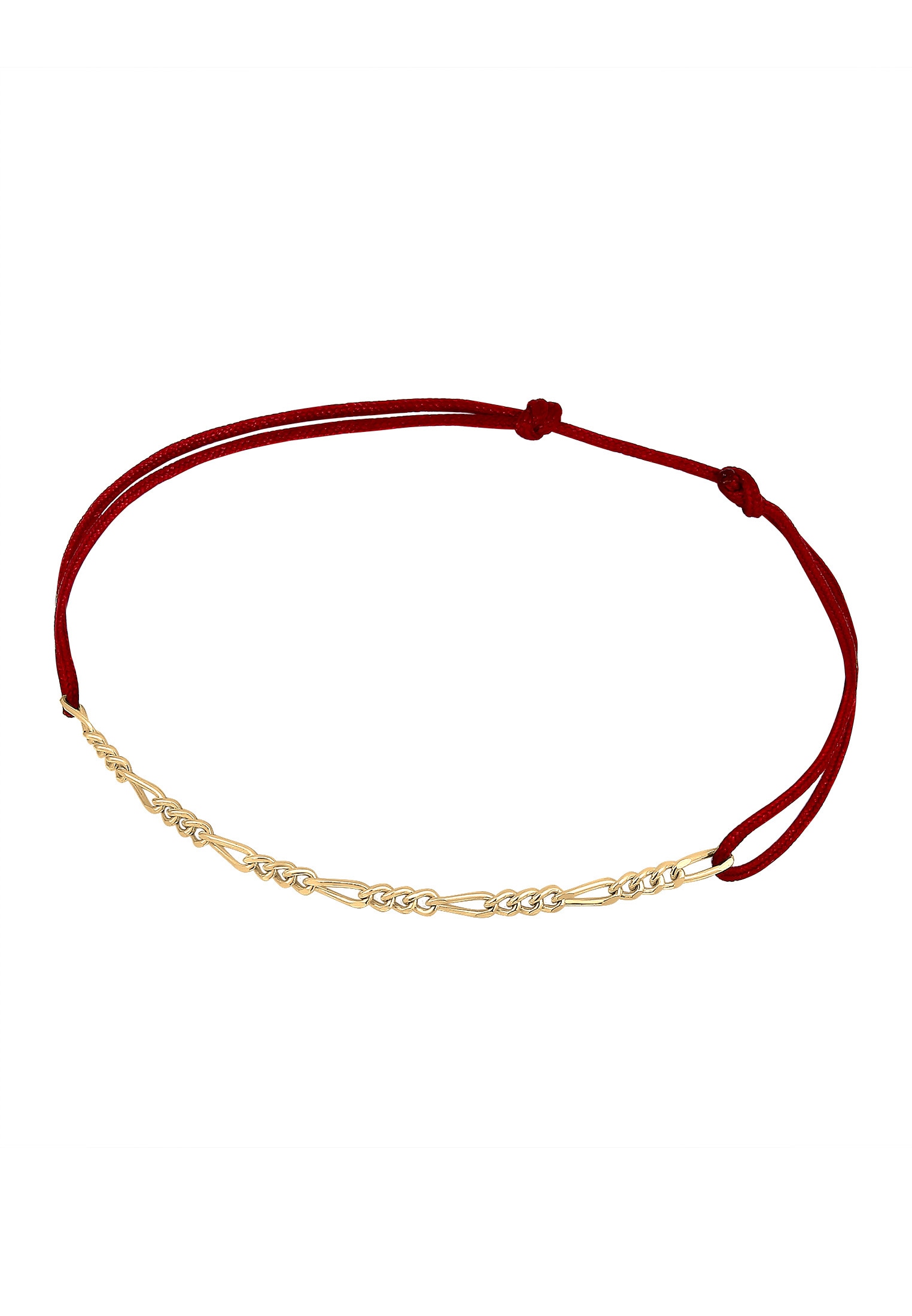 Elli Armkette »Armband Figaro-Kette Rot Nylon Verstellbar 925 Silber«