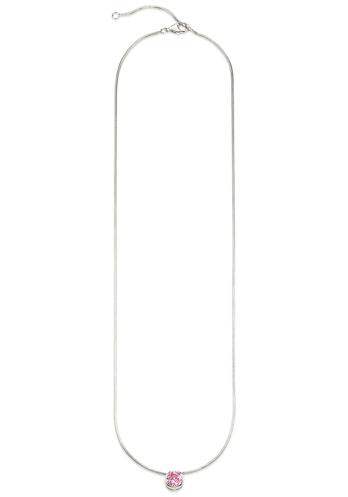 Bruno Banani Kette mit Anhänger »Schmuck Geschenk Silber 925 Halsschmuck Halskette Schlangenkette Stein«, mit Zirkonia (synth.), Korund (synth.) oder Spinell (synth.)