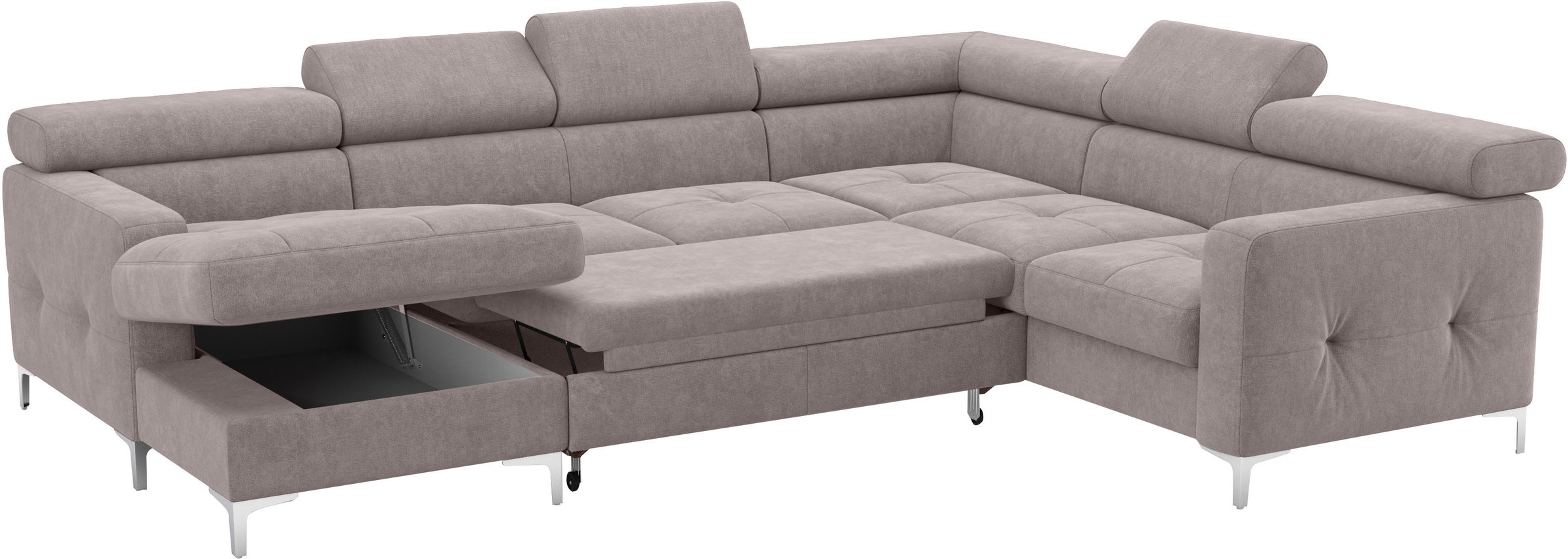 COTTA Wohnlandschaft »Sammy U-Form«, mit Kopfteilverstellung, optional mit Bettfunktion und Bettkasten