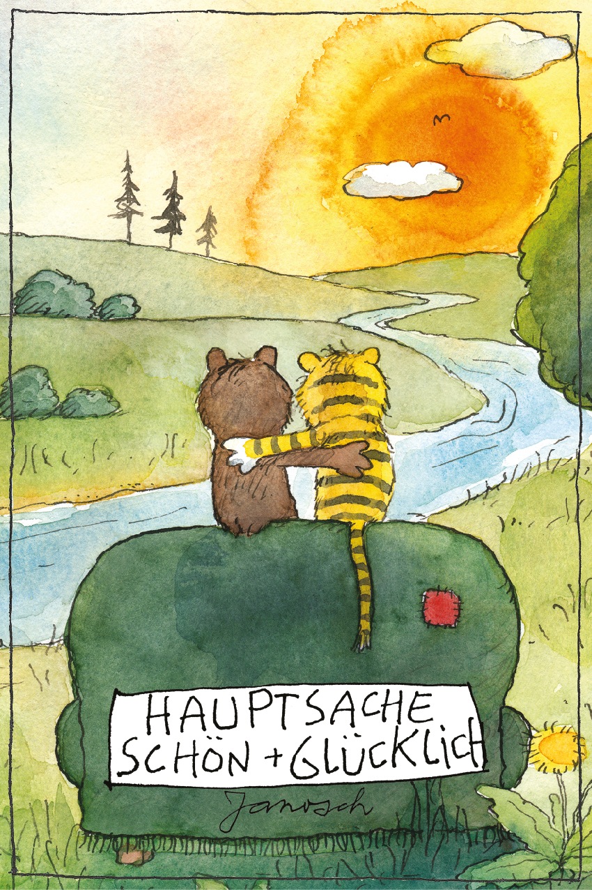LuckyLinde Wanddekoobjekt »Der kleine Bär und der kleine Tiger - Hauptsache schön + glücklich«, (1 St.), Exklusive JANOSCH Kindermotive, Stahlschild