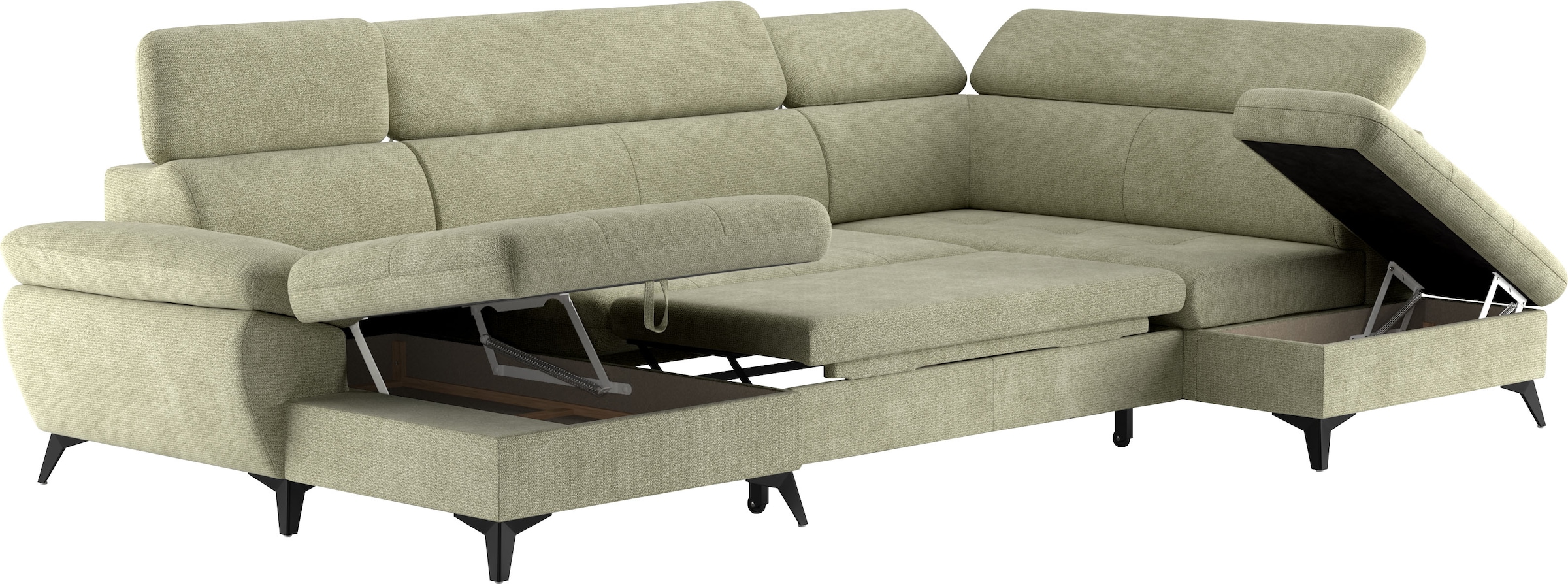 COTTA Wohnlandschaft »Hudson U-Form«, mit Kopfteilverstellung, wahlweise mit Bettfunktion & Bettkasten