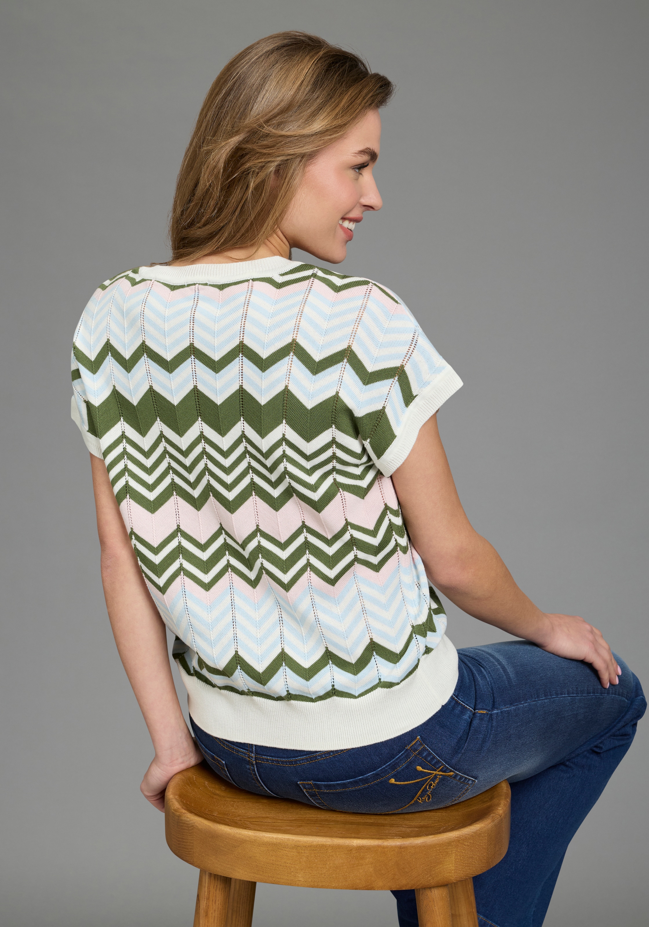 Laura Scott Strickpullover leichter Übergangspullover mit modernem Desgin und lässigem Schnitt