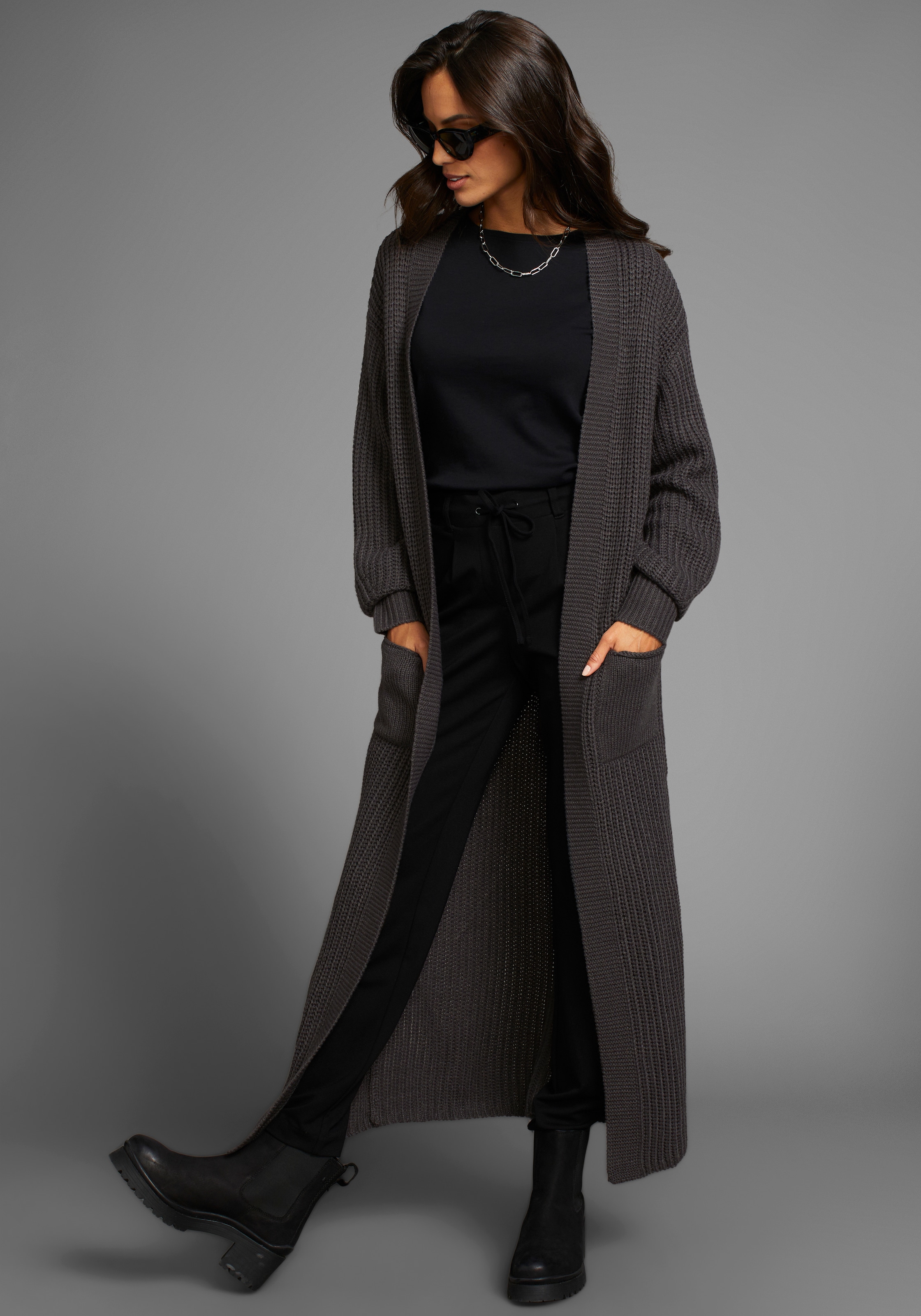 Laura Scott Longstrickjacke, aus kuscheligem Grobstrick
