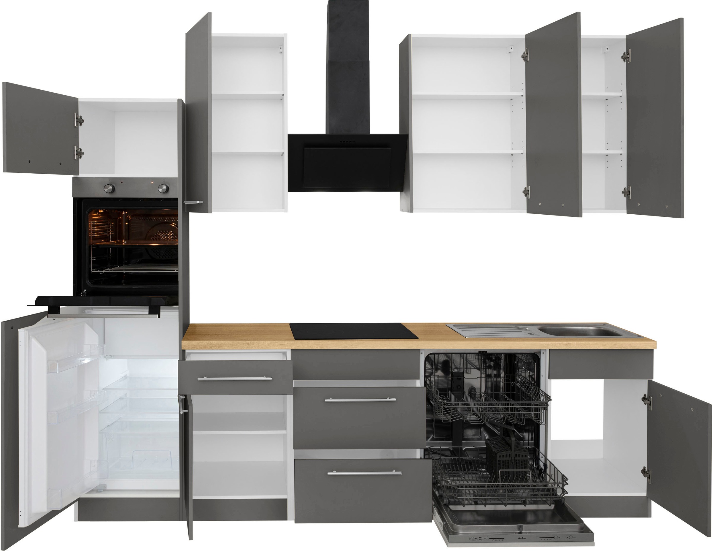 wiho Küchen Küchenzeile »Unna« ohne E-Geräte, Breite 280 cm