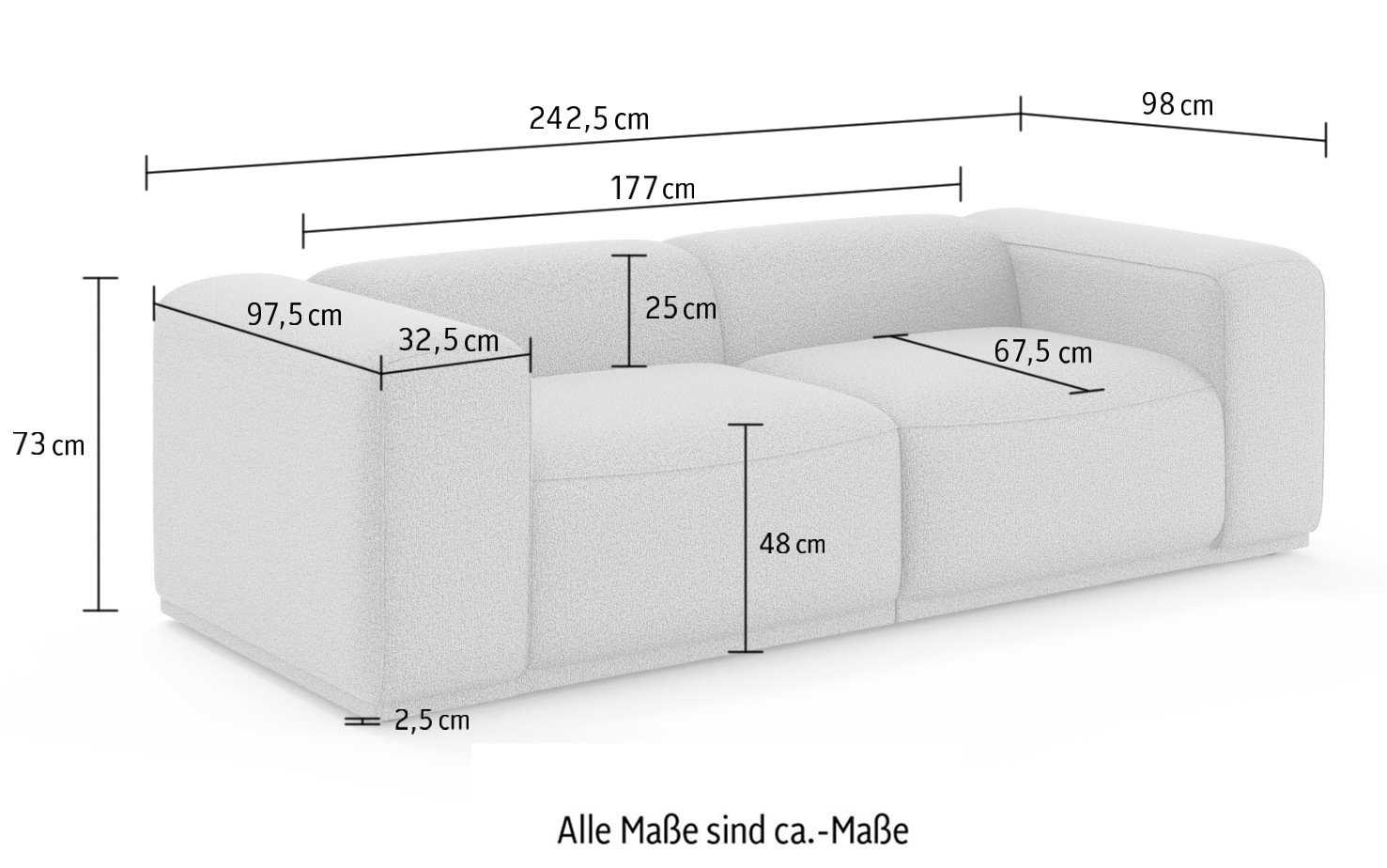 s.Oliver Big-Sofa »EMMERIK Designersofa, 3-Sitzer mit Wellenfederung, B/T/H: 242/98/73 cm«, hoher Sitzkomfort, gemütlich und modern, auch in Cord