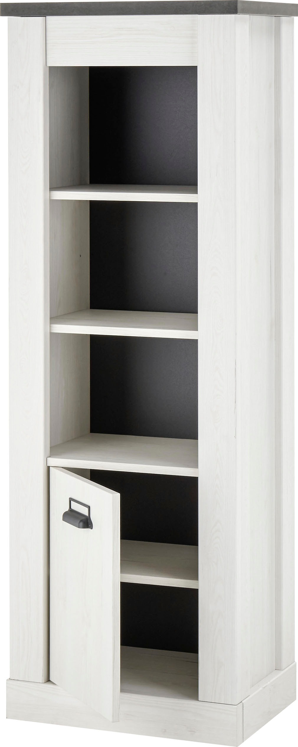 Home affaire Wäscheschrank »SHERWOOD Hochkommode Kommode Schrank«, in modernem Holz Dekor, mit Apothekergriffen aus Metall, Höhe 146 cm