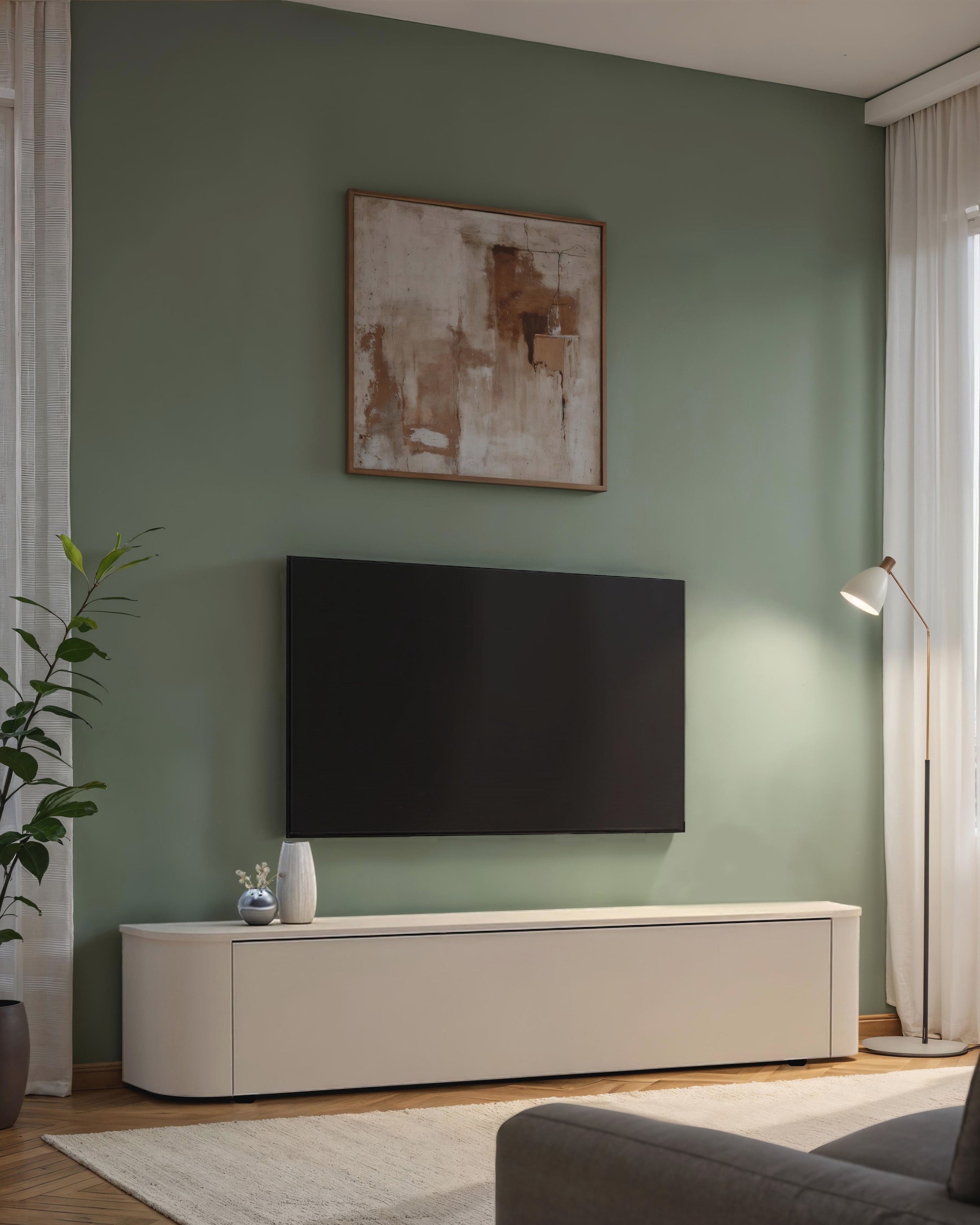 OTTO home Lowboard »Lido, 181 cm breit, 1 Klappe, TV-Schrank, TV-Kommode, Medienboard« Formgebogenes MDF, Stirnseiten Rundung, Push-to-open, hängend/stehend