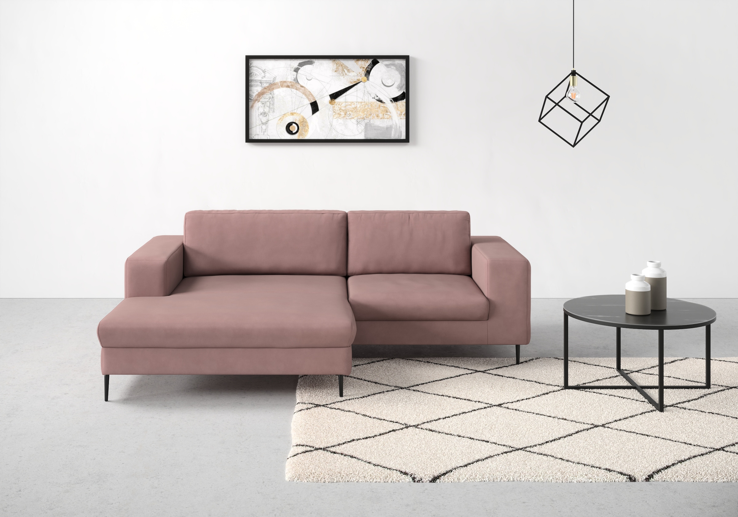 DOMO collection Ecksofa »Modica kompakt und elegant, Breite 244, L-Form«, moderne Optik mit extrabreiter Recamiere, auch in Cord