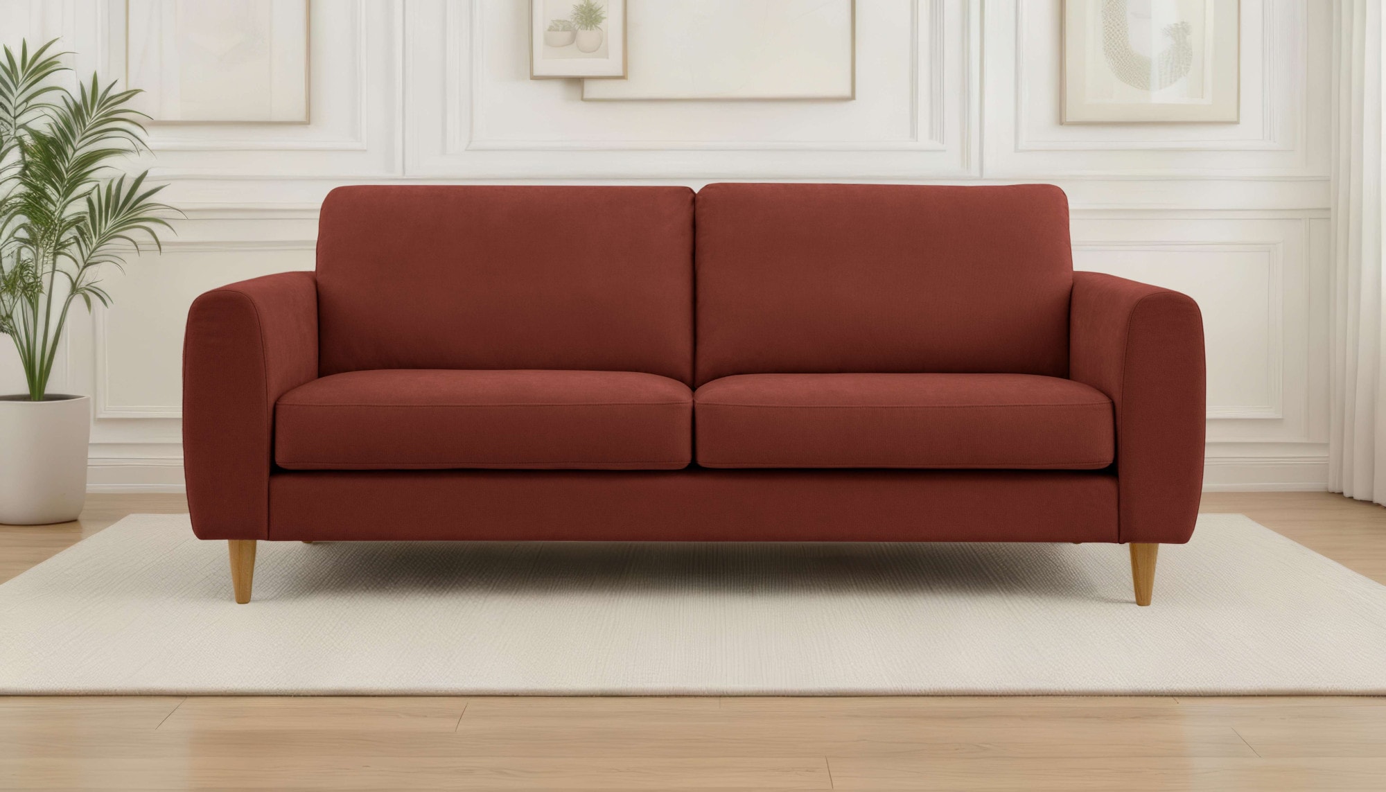 OTTO home 3-Sitzer »Finnian« 212 cm, Chenille-Bezug, Massivholzfüße mit eleganter Linienführung