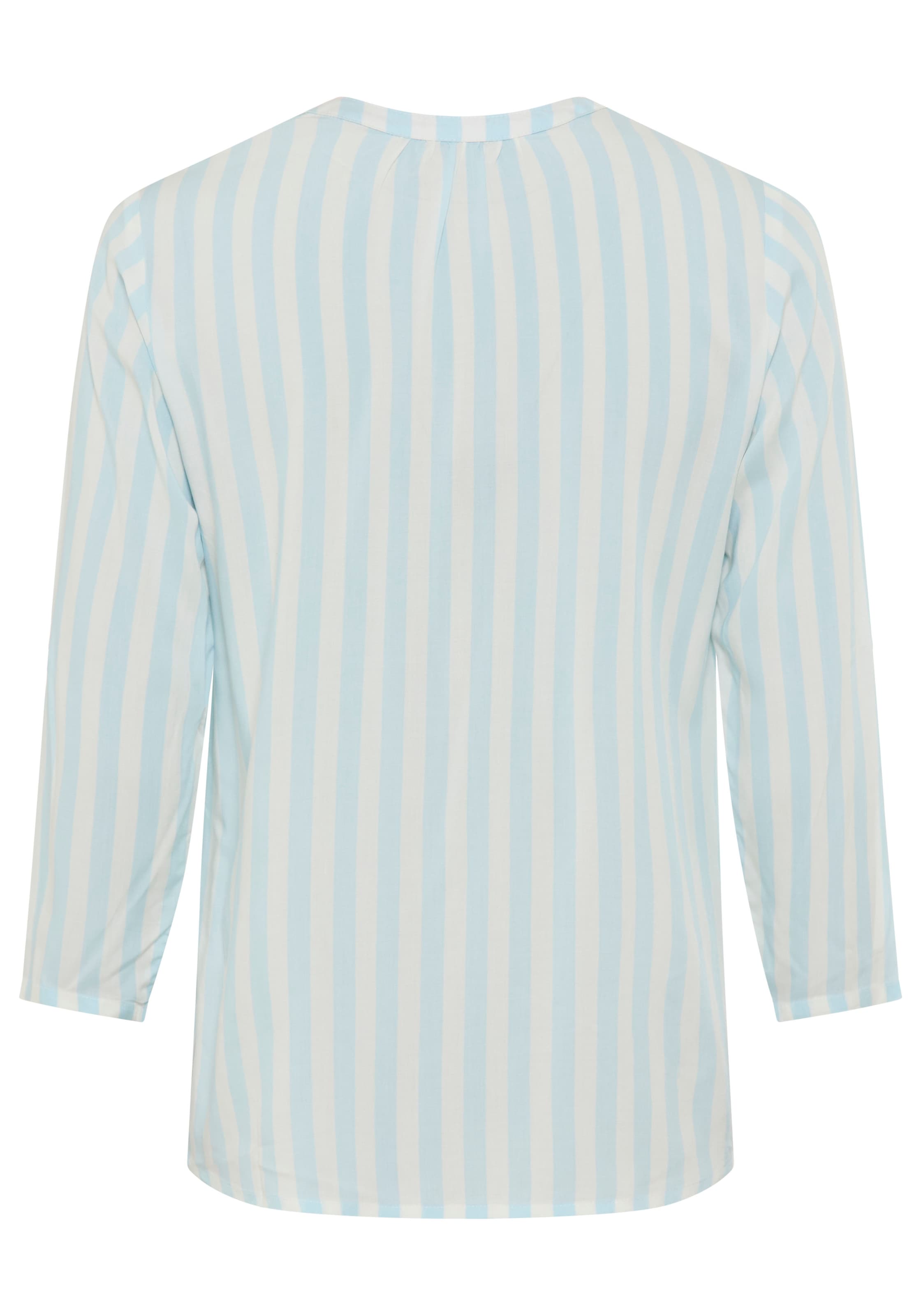 Laura Scott Schlupfbluse gestreifte Langarmbluse, leicht transparent, V-Ausschnitt