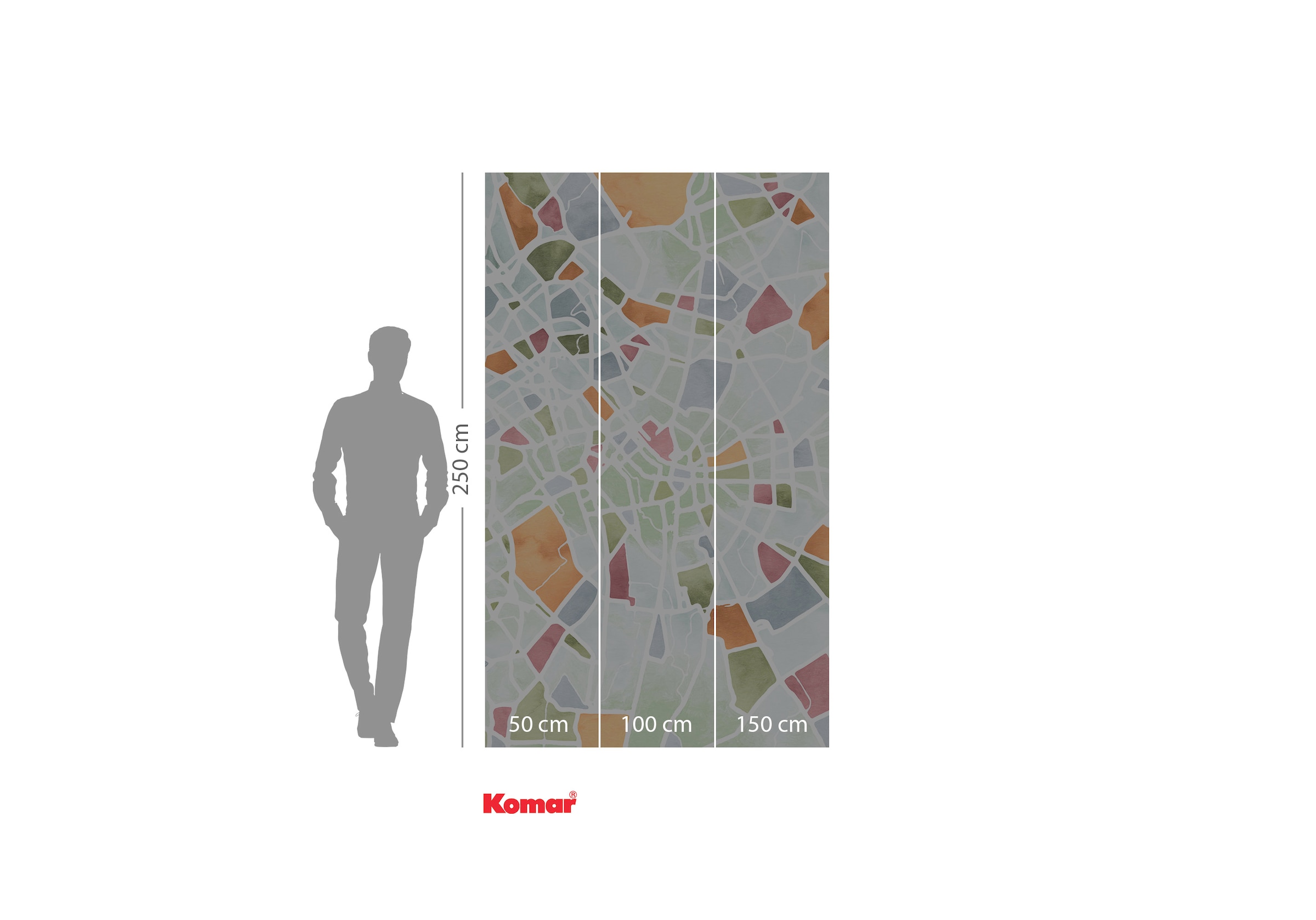 Komar Fototapete »Komar Vlies Fototapete - City Map - Größe 150 x 250 cm«, bedruckt