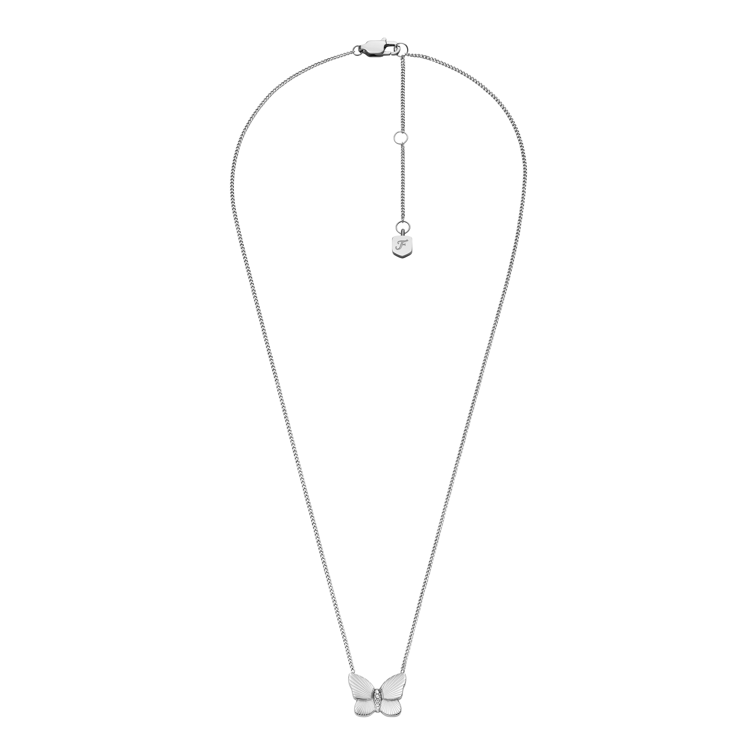 Fossil Ohrring und Ketten Set »Multipack Schmuck Geschenk Edelstahl SUTTON Schmetterling« (Set, 3 Stk. tlg.)  mit Glasstein