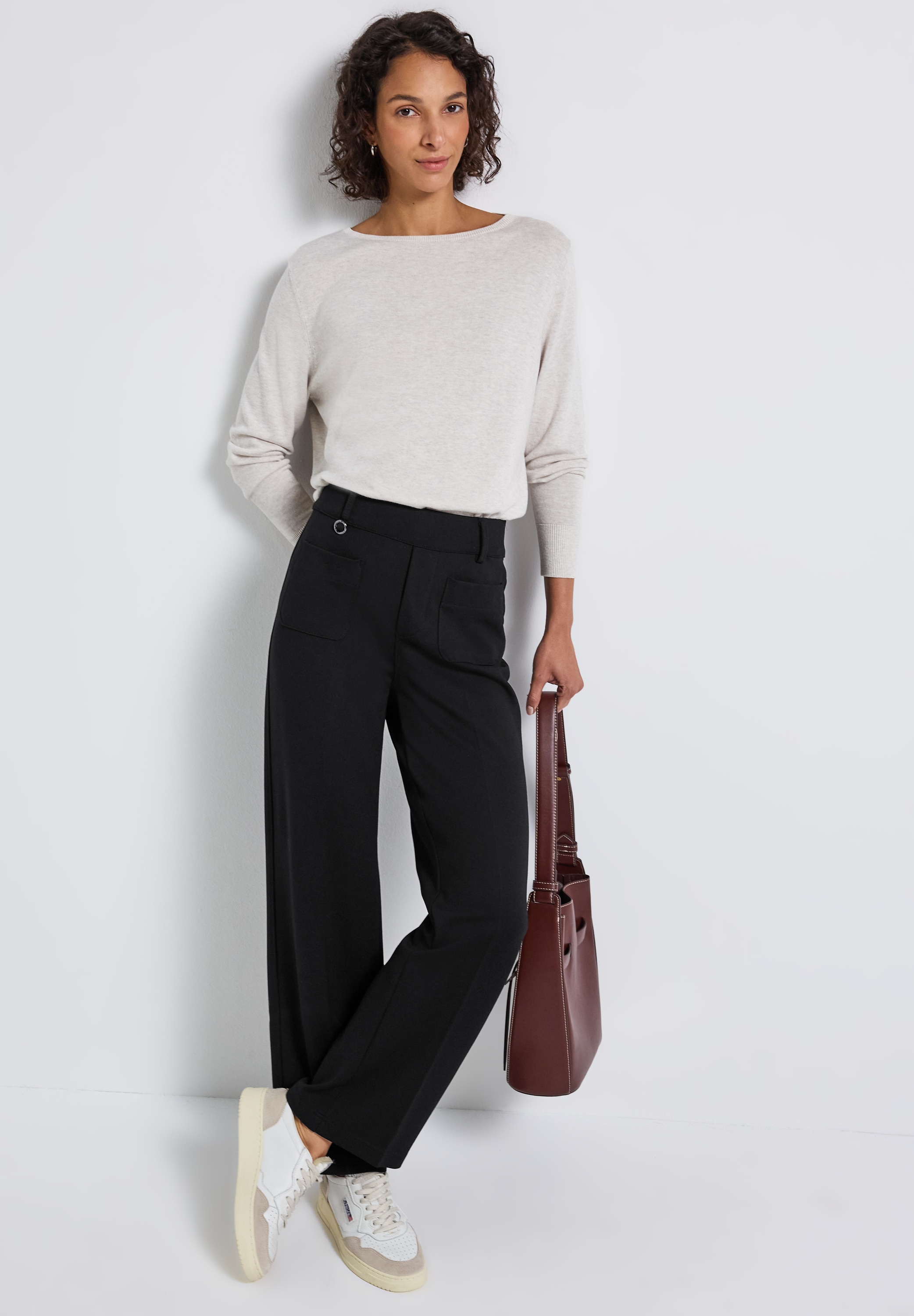 STREET ONE Stoffhose, Straight Leg, High Waist