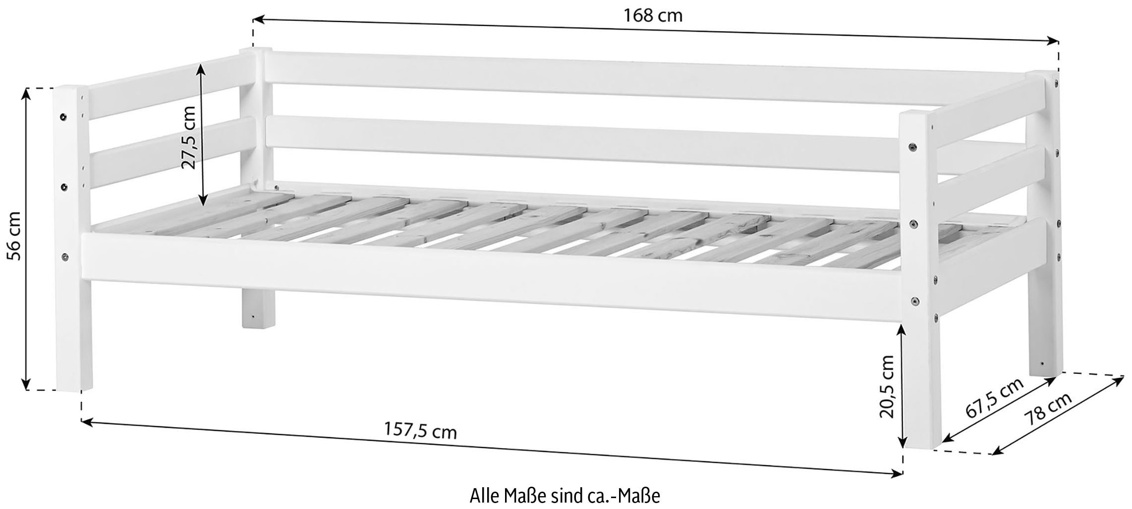 Hoppekids Kinderbett »ECO Dream«, (2 tlg., Bett und Matratzen), 70x160, massiv mit Matratze & Bezug