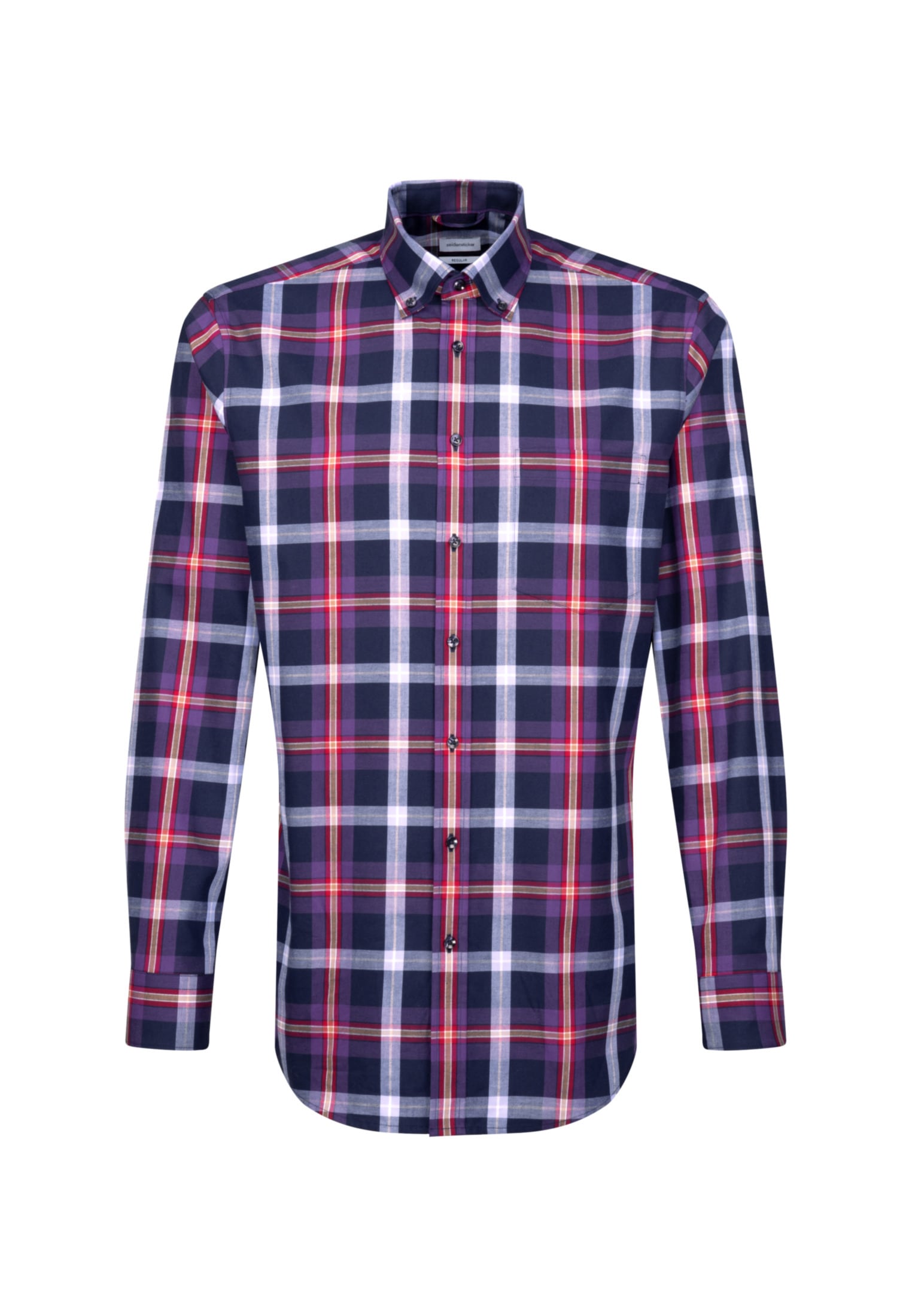 seidensticker Flanellhemd »Regular«, Regular Langarm Button-Down-Kragen Karo