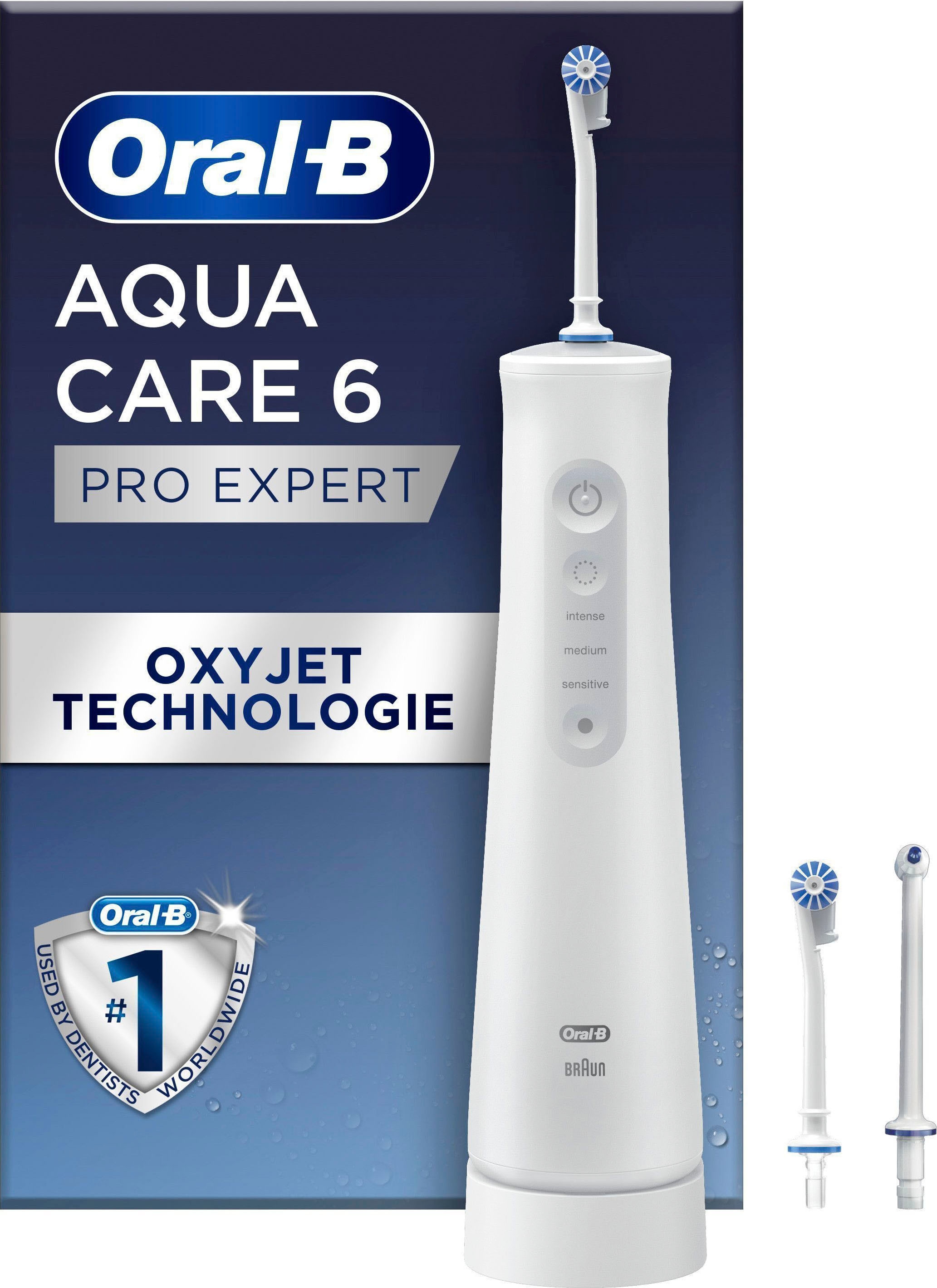 Oral-B Munddusche »AquaCare 6«, 3 St. Aufsätze}, Kabellose mit Oxyjet-Technologie