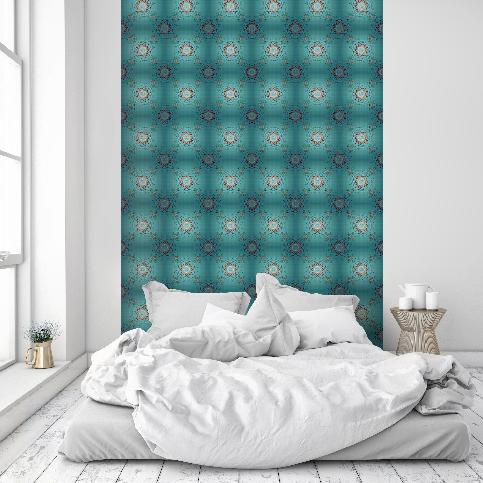 queence Vinyltapete »Danielle« 3D-Optik | Motiv | bedruckt | gemustert | gepunktet glatt 90x250cm, selbstklebend, kinderleichte Anbringung, , Sticker