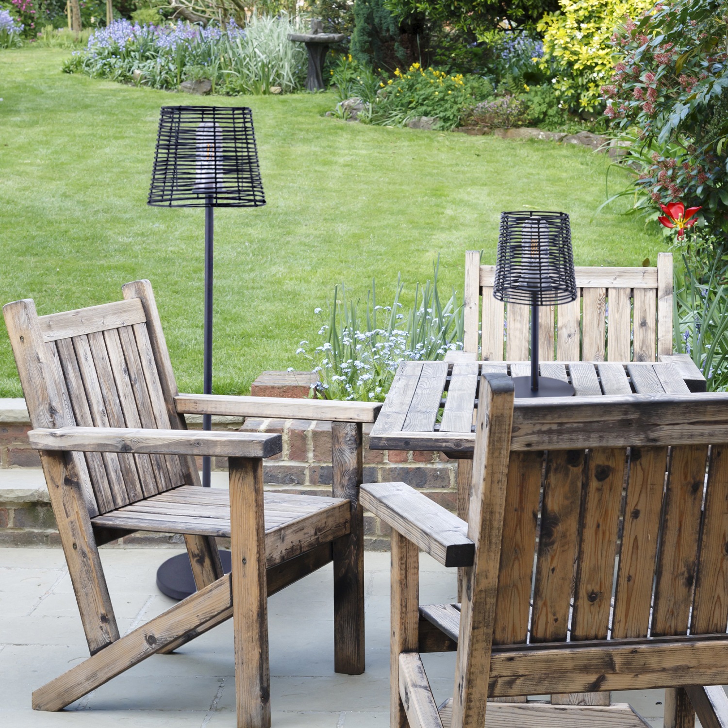 Paco Home Tischleuchte »JAD, In- & Outdoor«, 1 flammig, Leuchtmittel E27 | ohne Leuchtmittel, Außenlampe, E27, Moderne Optik, IP44 spritzwassergeschützt