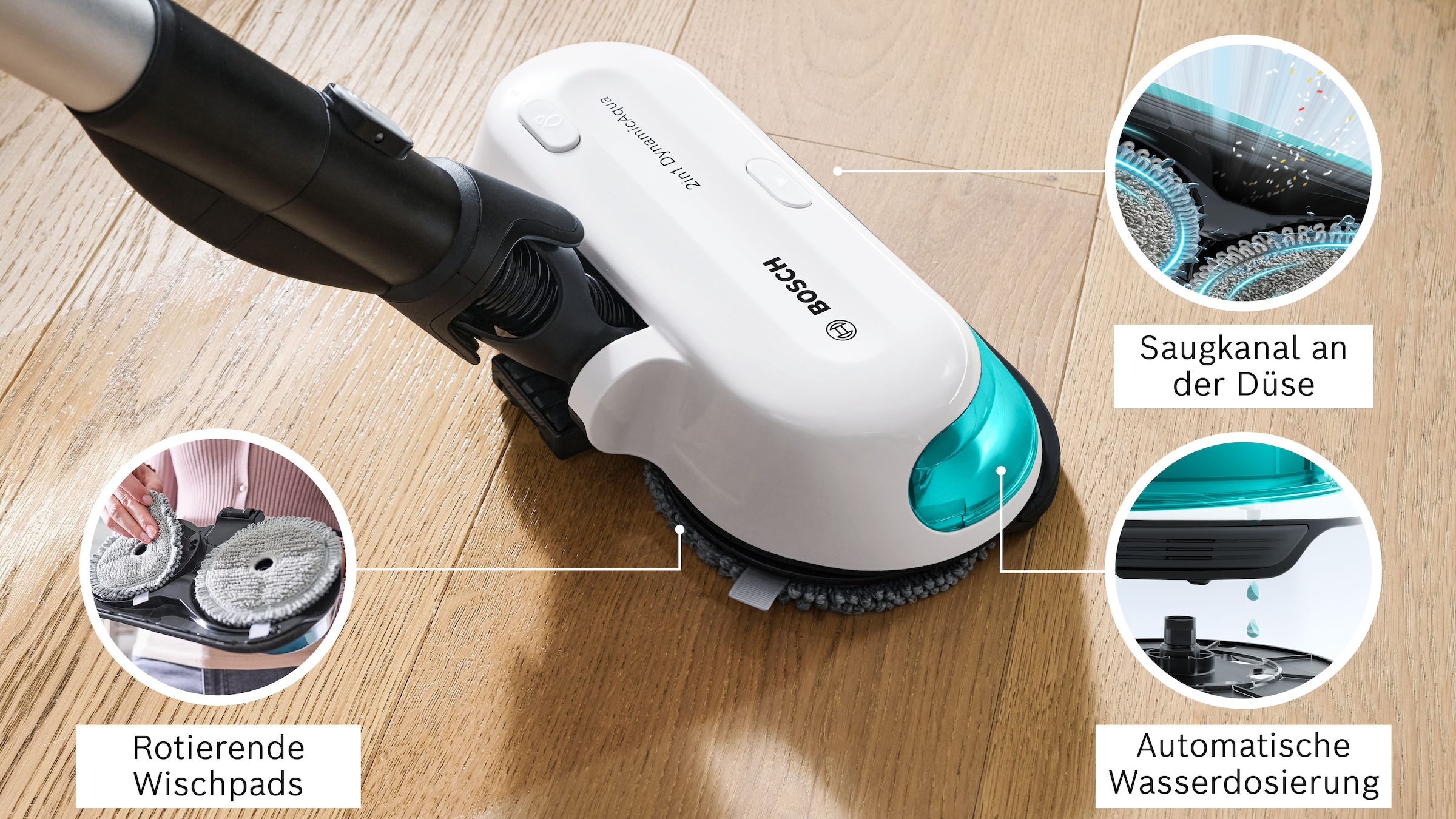 BOSCH Akku-Stielstaubsauger »BSS712XHYG« HEPA Filter, rotierende Wischpads, 2 Akkus, Schnellladegerät