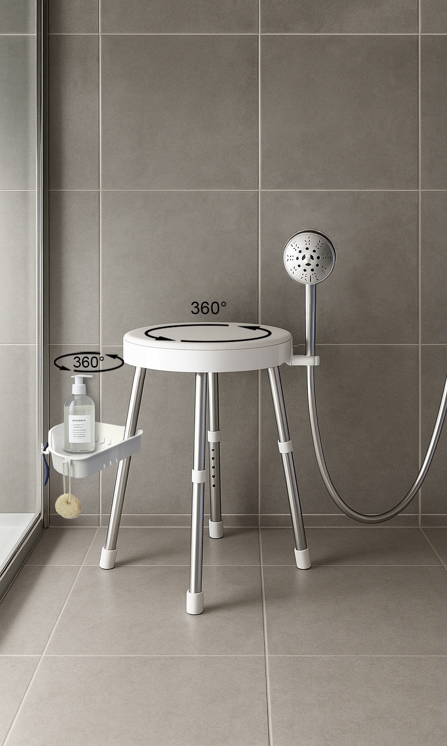 Bischof Dusch- und Badhocker »Rotate 2.0«, belastbar bis 150 kg, TÜV/GS geprüft, drehbare Sitzfläche und Ablage, in 2 Farben