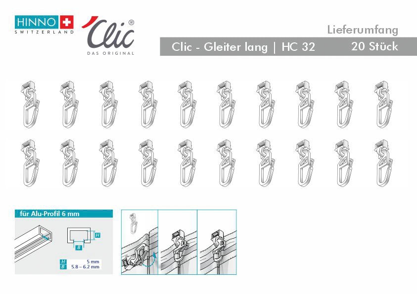 HINNO Klick-Gleiter »hinno-clic HC32«, (20 St.), HINNO Clic-Gleiter