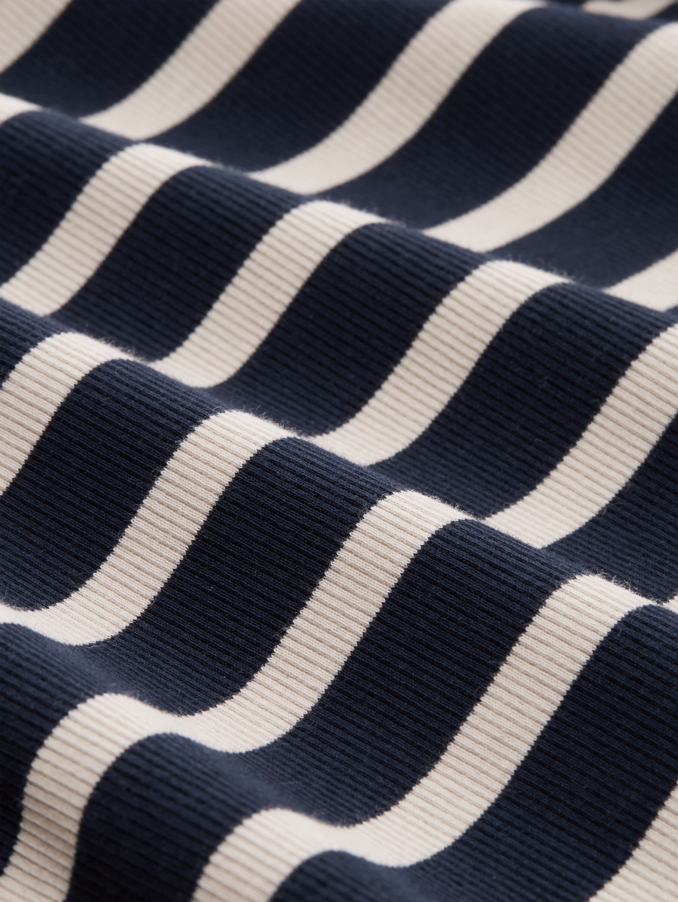 TOM TAILOR Denim Rundhalsshirt gestreift, Fein-Ripp-Optik