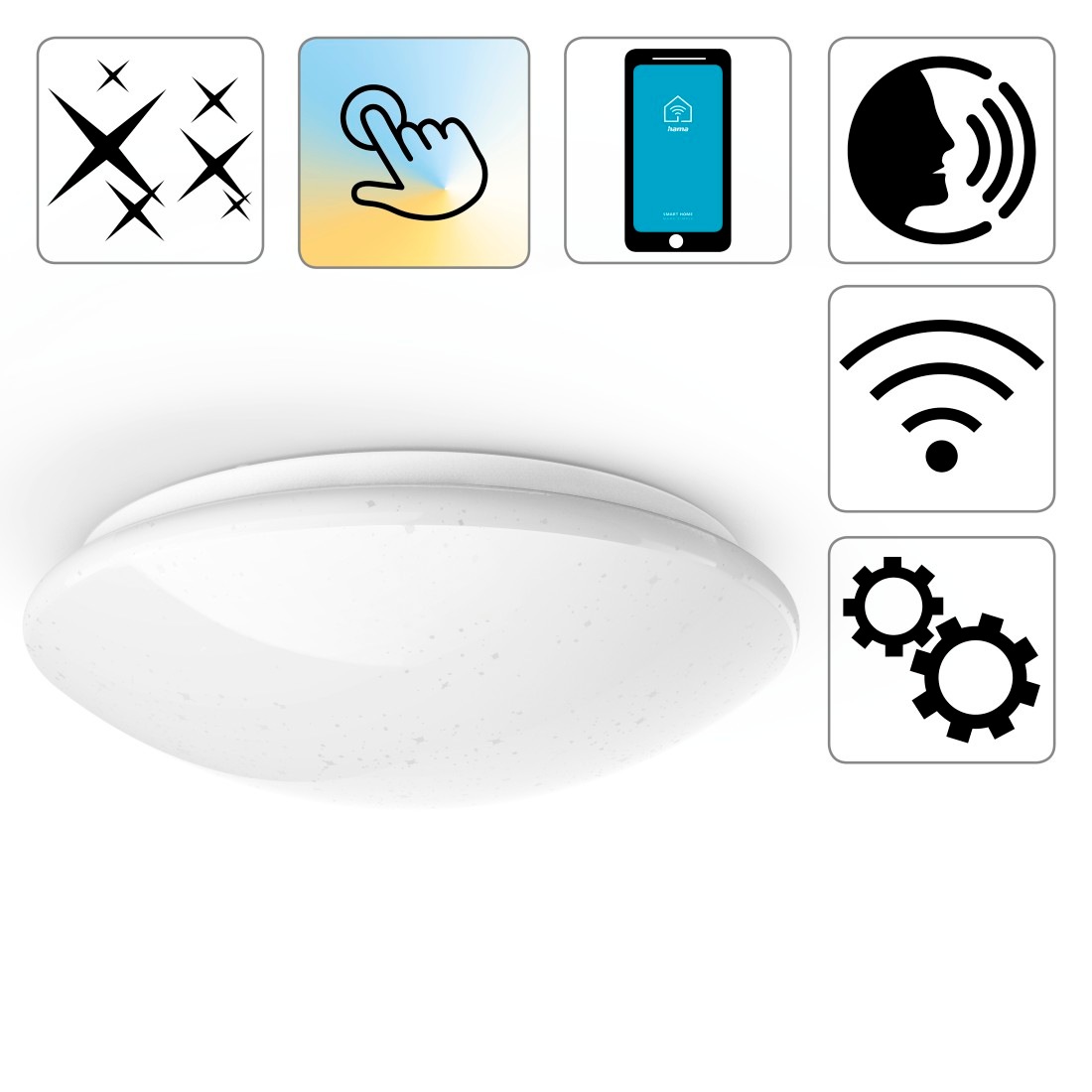 Hama Deckenleuchte »WiFi Leuchte, Lampe, gesteuert via Alexa, Google, App, Glitzer, rund«, Leuchtmittel LED-Modul | LED fest integriert
