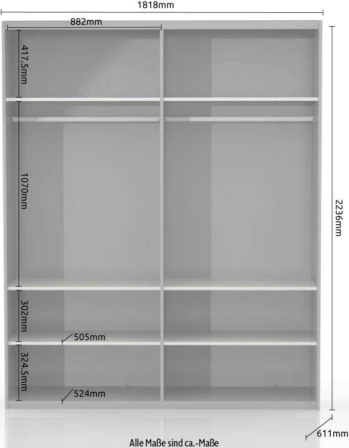Places of Style Schwebetürenschrank »Onyx«, Spiegelschrank hochwertig UV lackiert, Soft-Close-Funktion