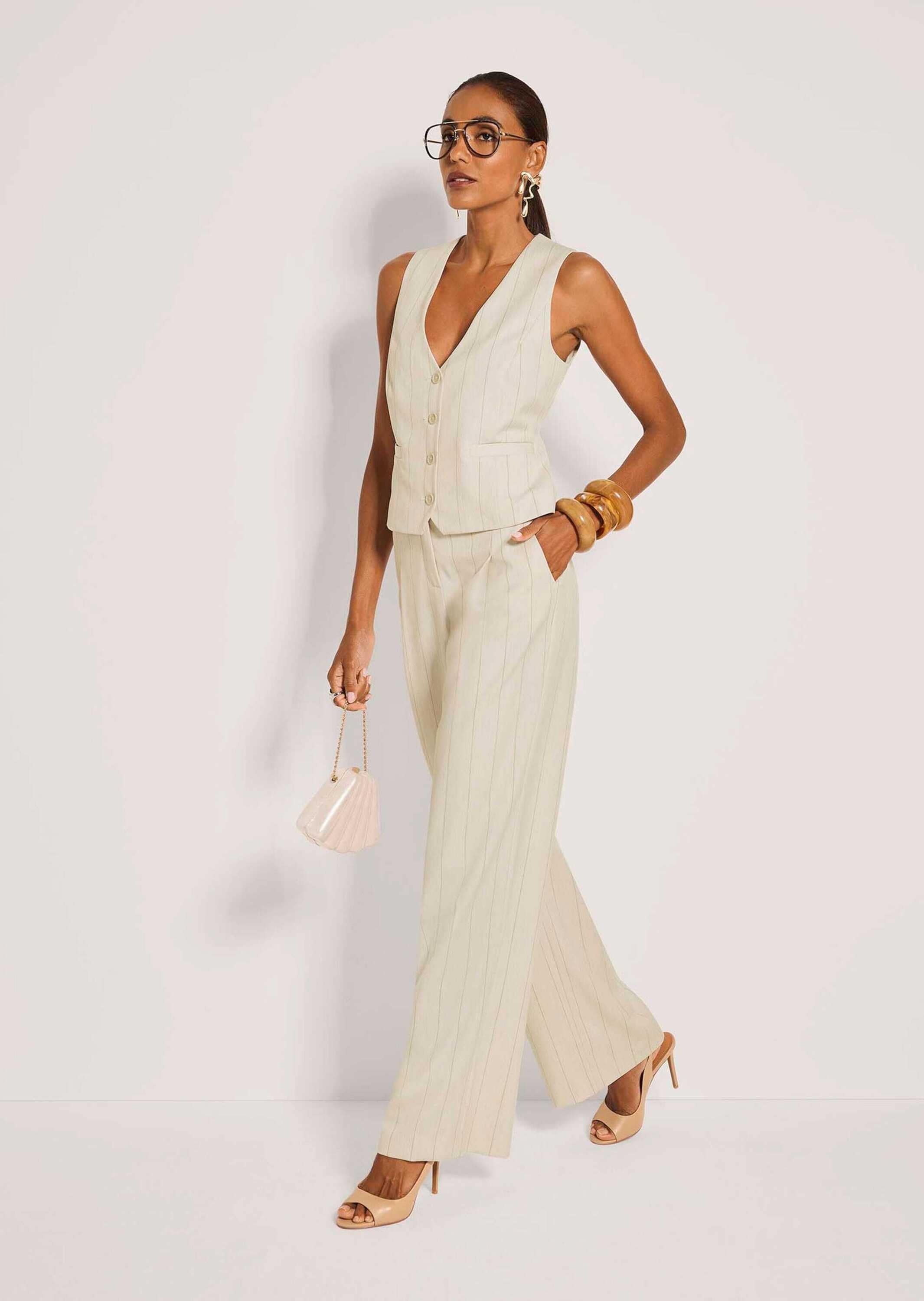 MADELEINE Kurzweste »Weste Elegante Nadelstreifen-Weste mit Knöpfen«