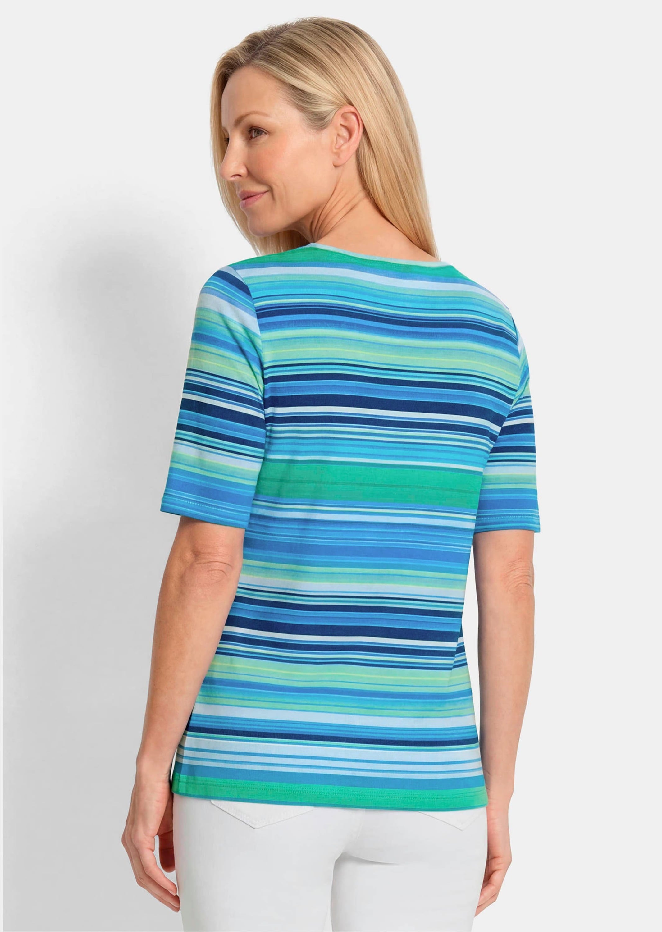 GOLDNER Kurzarmshirt »Viskoseshirt mit frischem Streifenmuster« stretchbequemer Viskosejersey