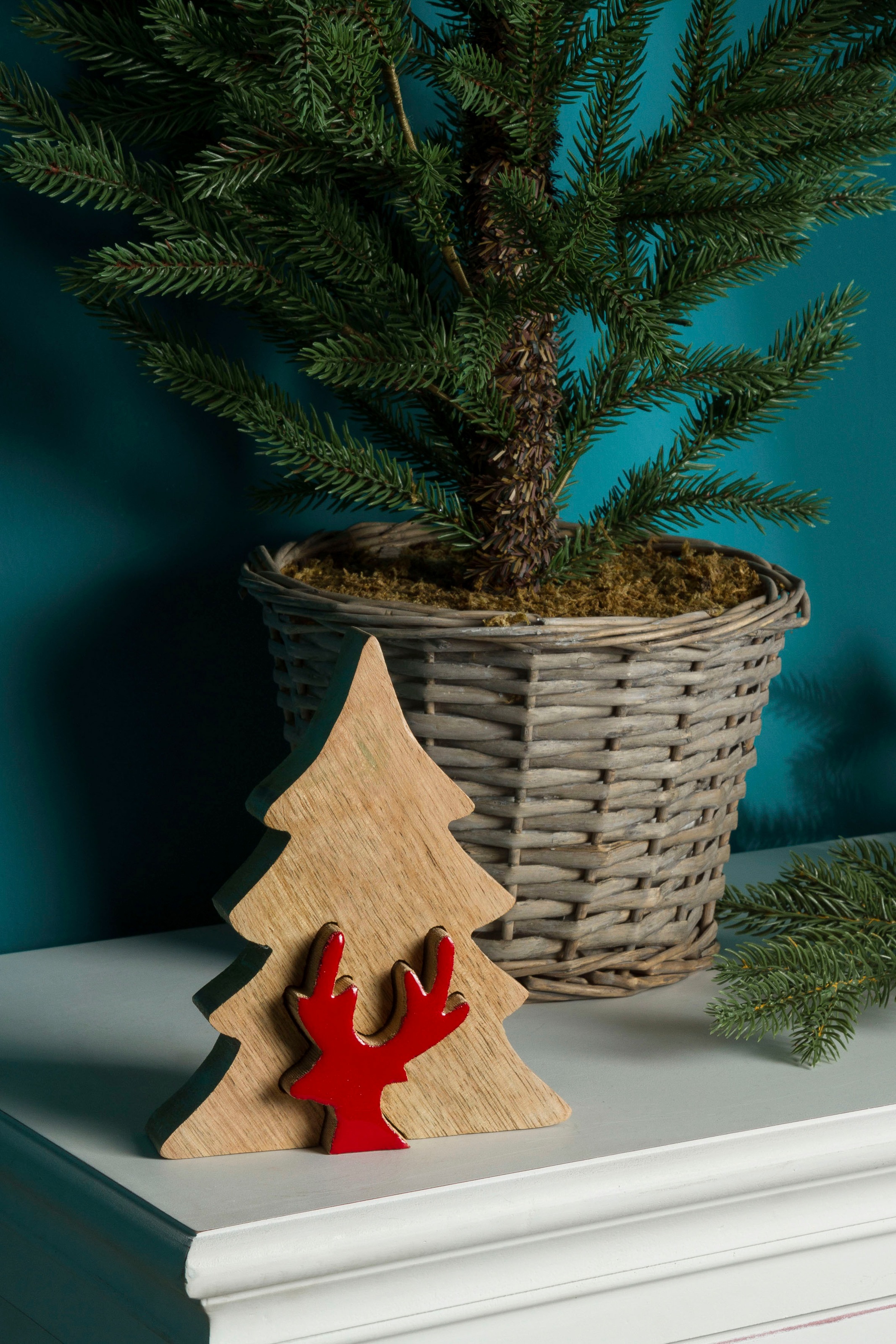 Myflair Möbel & Accessoires Dekobaum »Deko Puzzle Baum, mit Rentier«, Weihnachtsdeko aus Holz, Weihnachtsbaum, Höhe ca. 17 cm