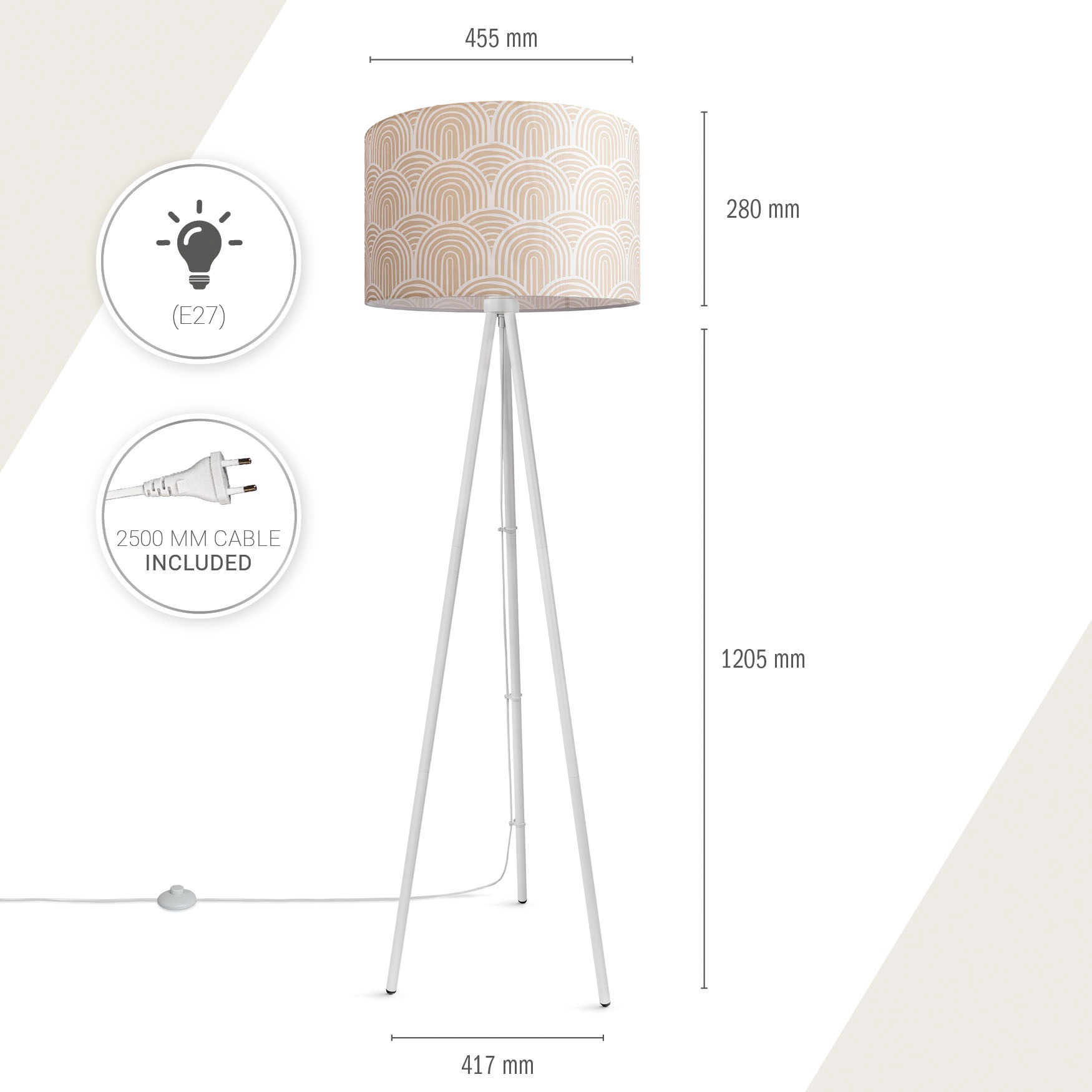 Paco Home Stehlampe »Trina Pillar«, Stehleuchte Modern Stativ Uni Wohnzimmer bei Dreibein OTTO bestellen Stoffschirm Mit