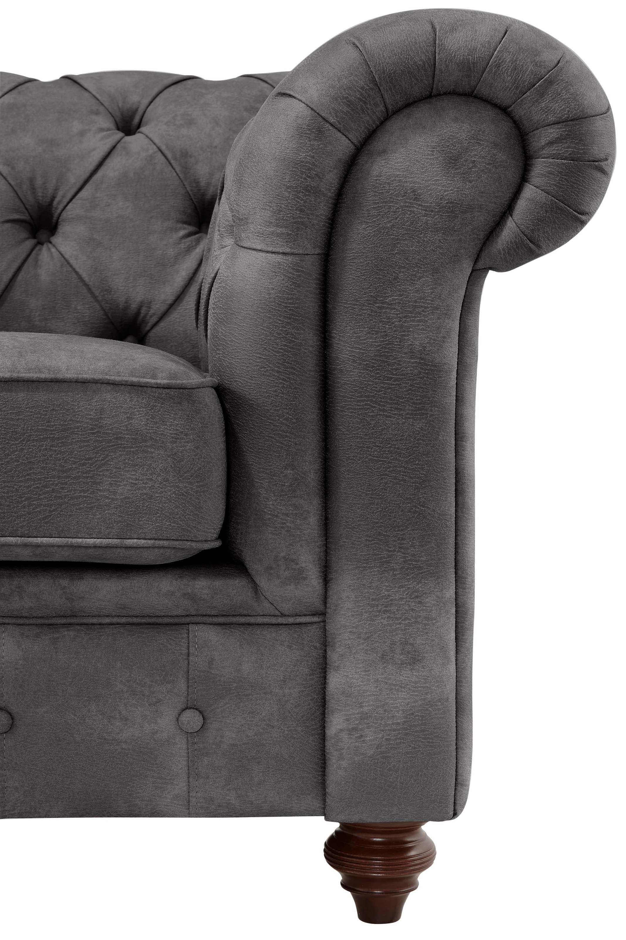 Home affaire Chesterfield-Sofa »Chesterfield 2-Sitzer  B/T/H: 150/89/74 cm« mit hochwertiger Knopfheftung , auch in Leder