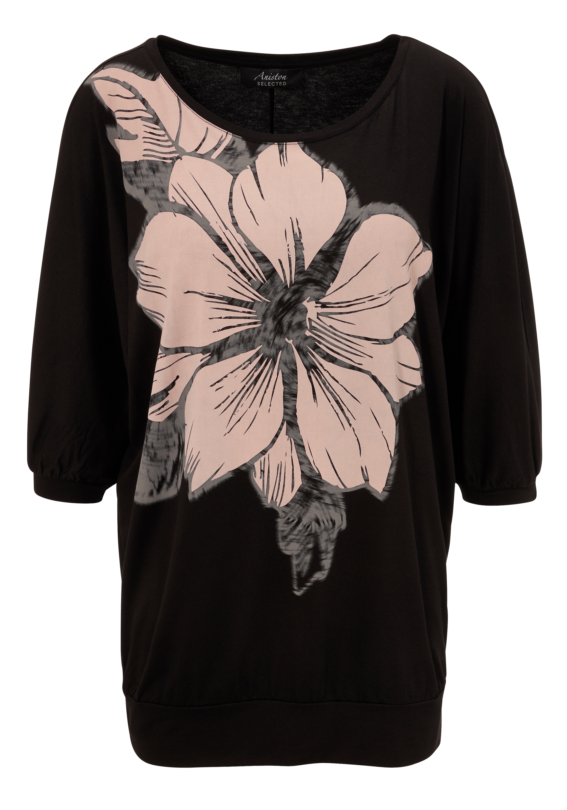 Aniston SELECTED Fledermausshirt, mit großem Front-Blumendruck - NEUE KOLLEKTION