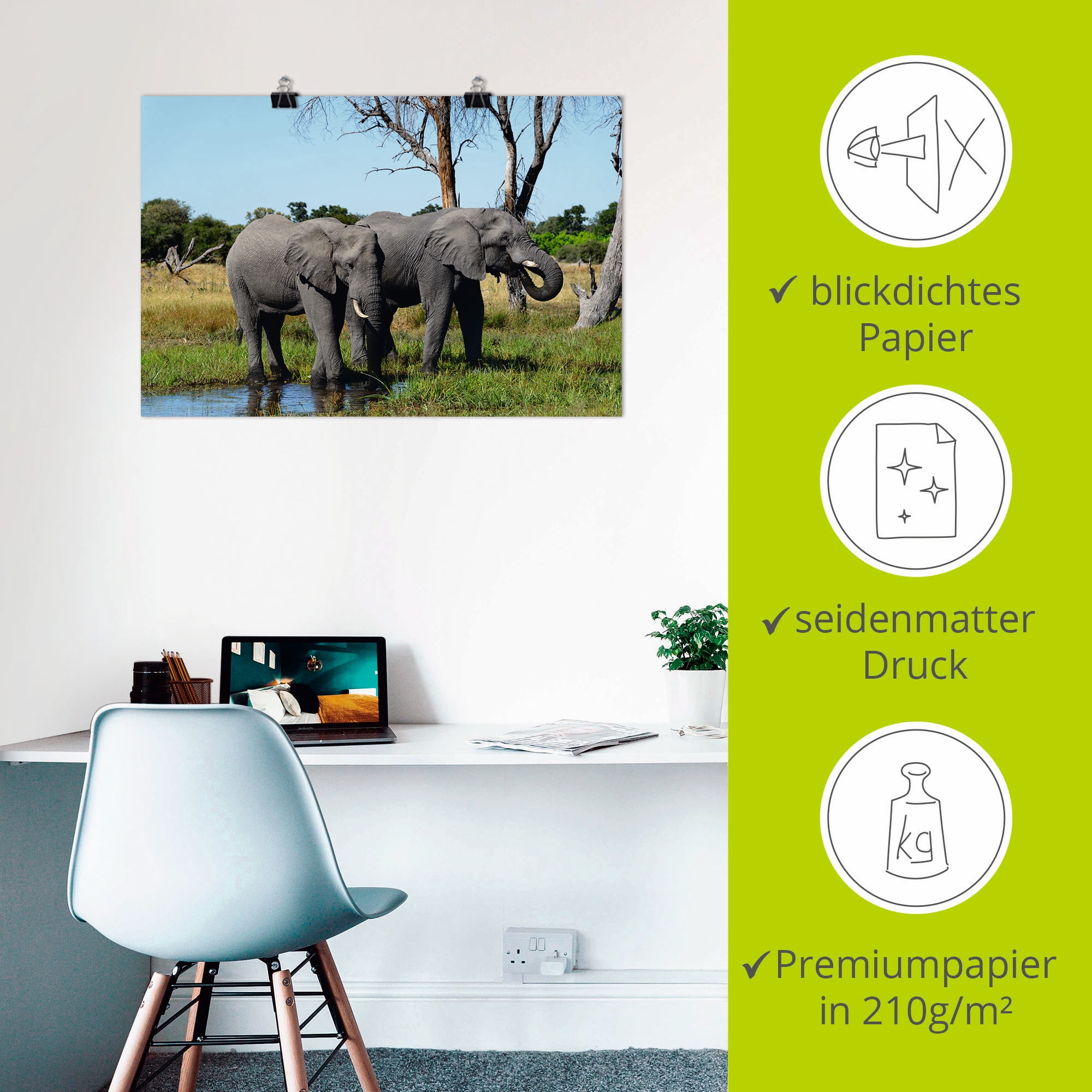 Artland Wandbild »Afrikanische Elefanten«, Wildtiere, (1 St.), als Leinwandbild, Poster in verschied. Größen
