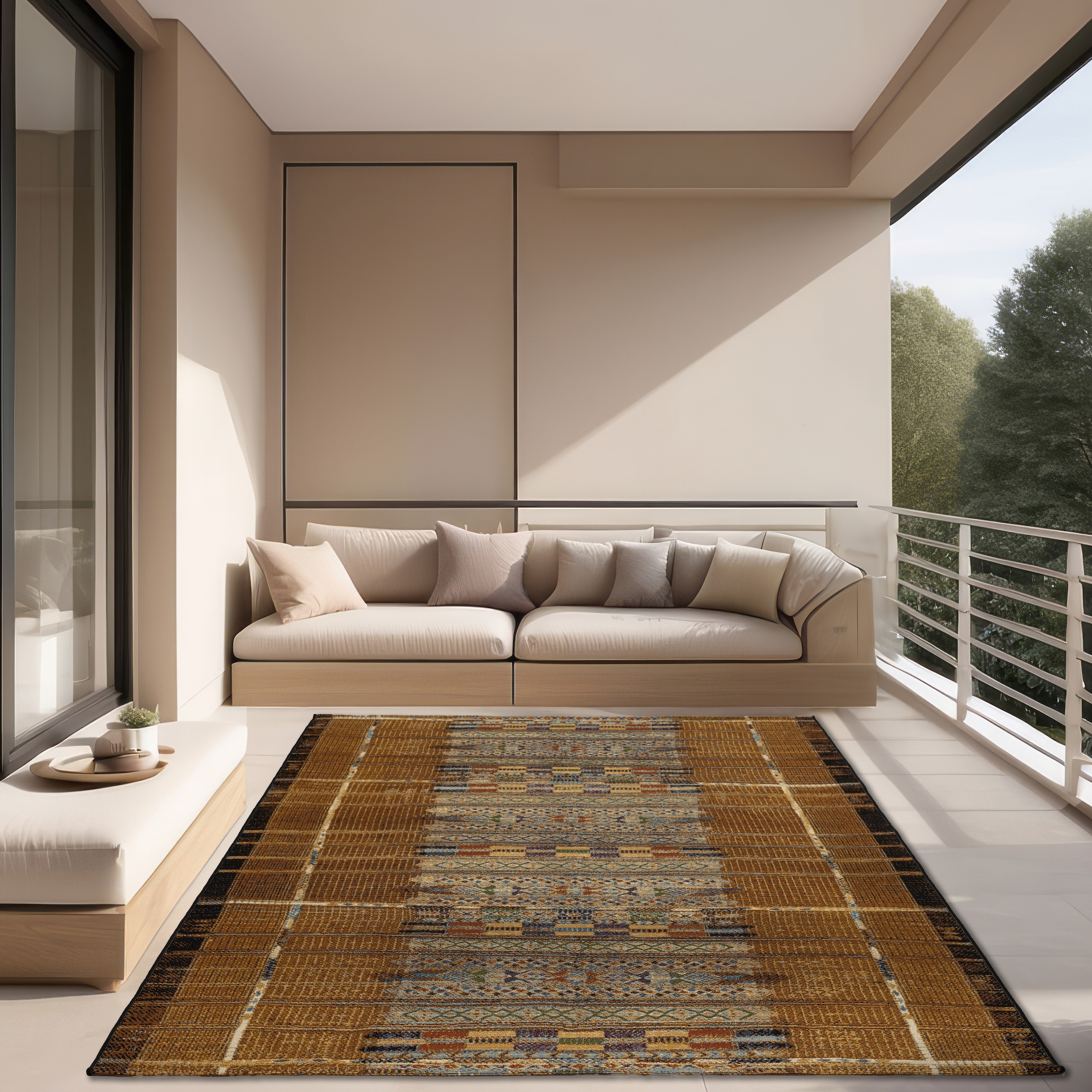 Gino Falcone Teppich »Outdoor-Africa 38«, rechteckig, 5 mm Höhe, Flachgewebe, Ethno Style, In- und Outdoor geeignet
