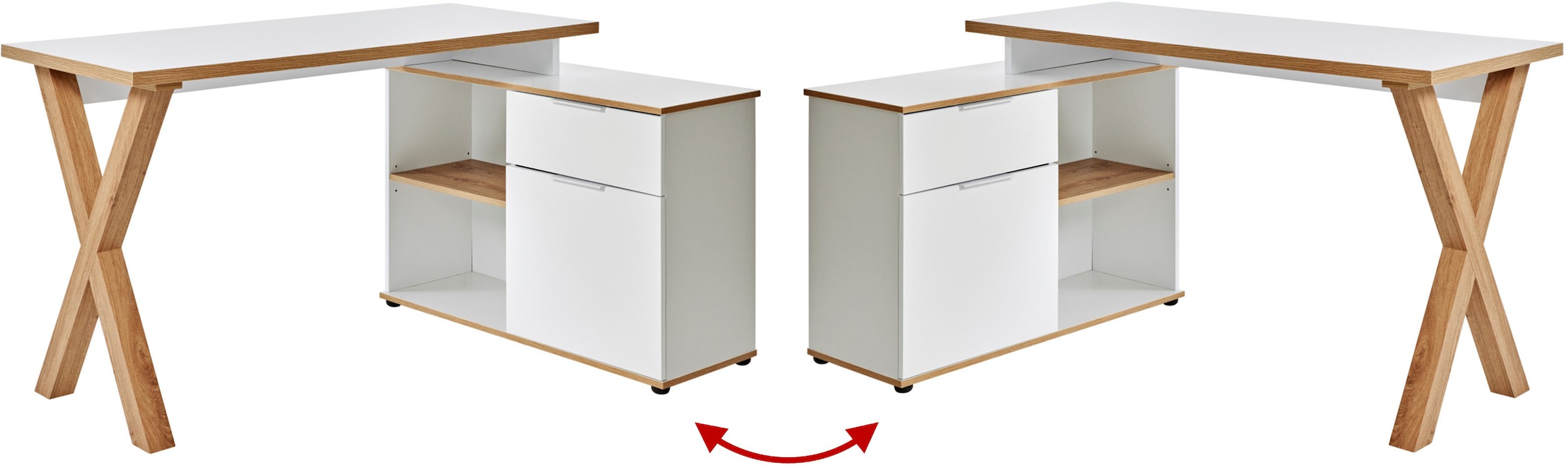 Jahnke Eckschreibtisch »X-CLUB C 40 E«, (1 St.), Eckschreibtisch, wechselseitig montierbar, X-Gestell